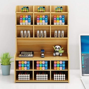zggzerg Bücherregal Holz-Schreibtisch-Organizer mit Schublade, DIY-Stifthalter