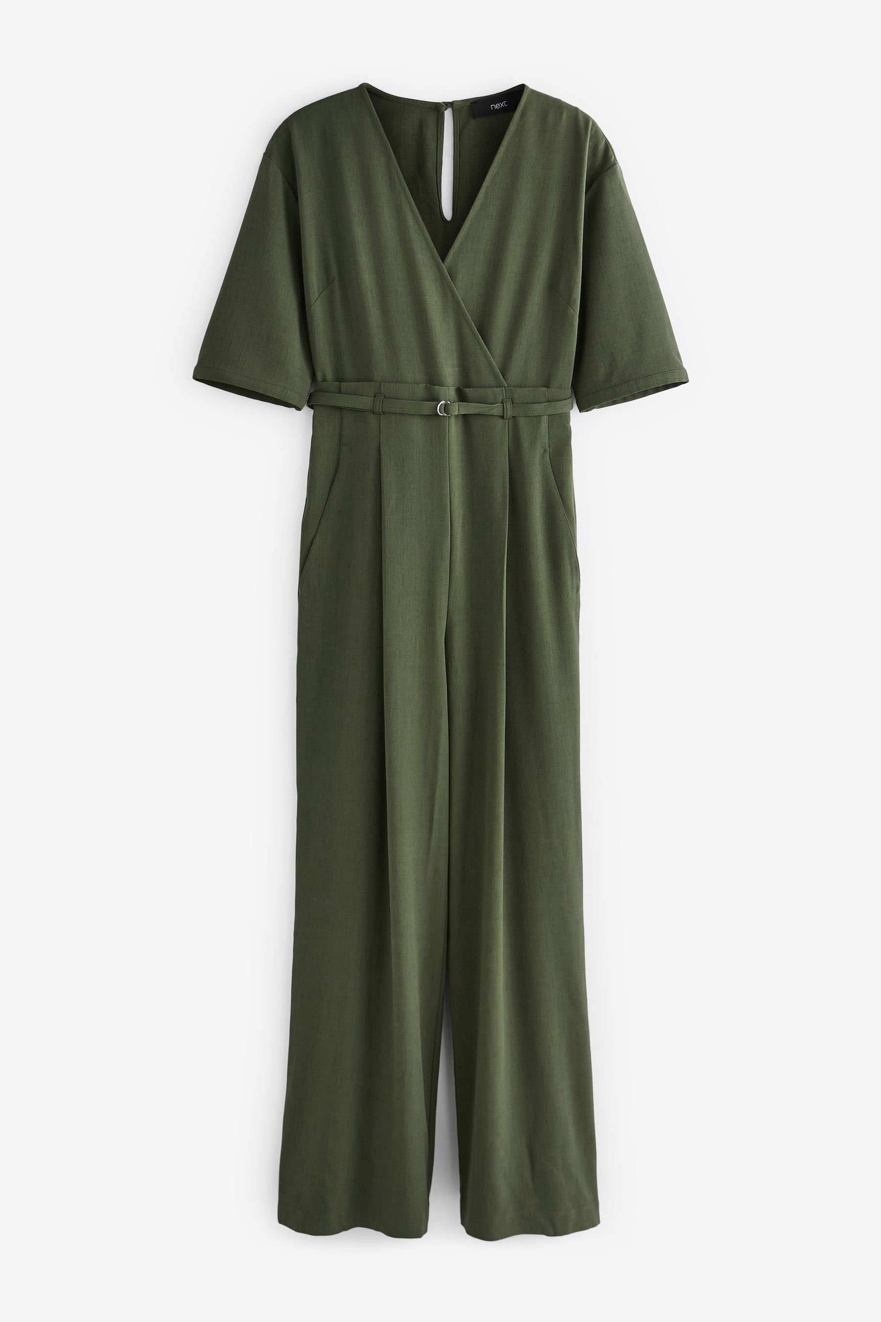 Next Jumpsuit Overall mit weitem Bein und Gürtel (1-tlg) Khaki Green