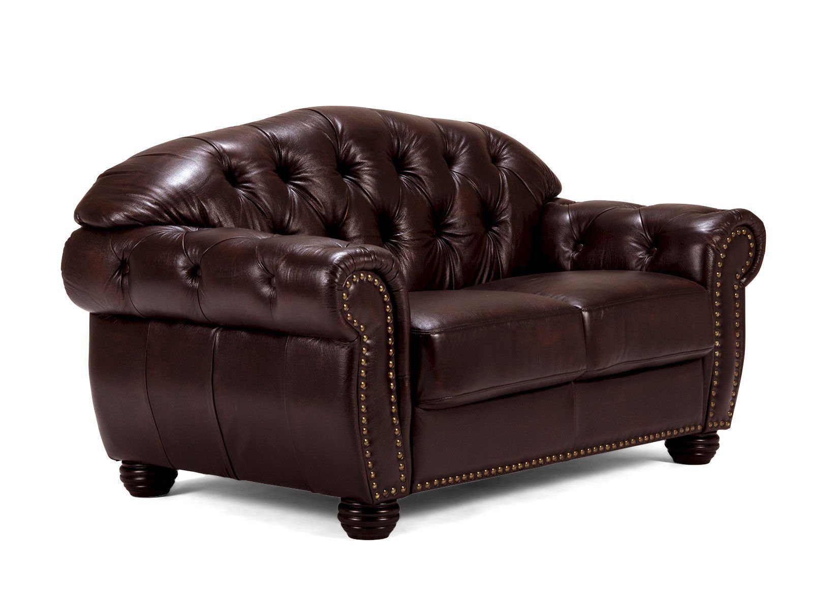 massivum Chesterfield-Sofa Hereford 2-Sitzer Echtleder braun