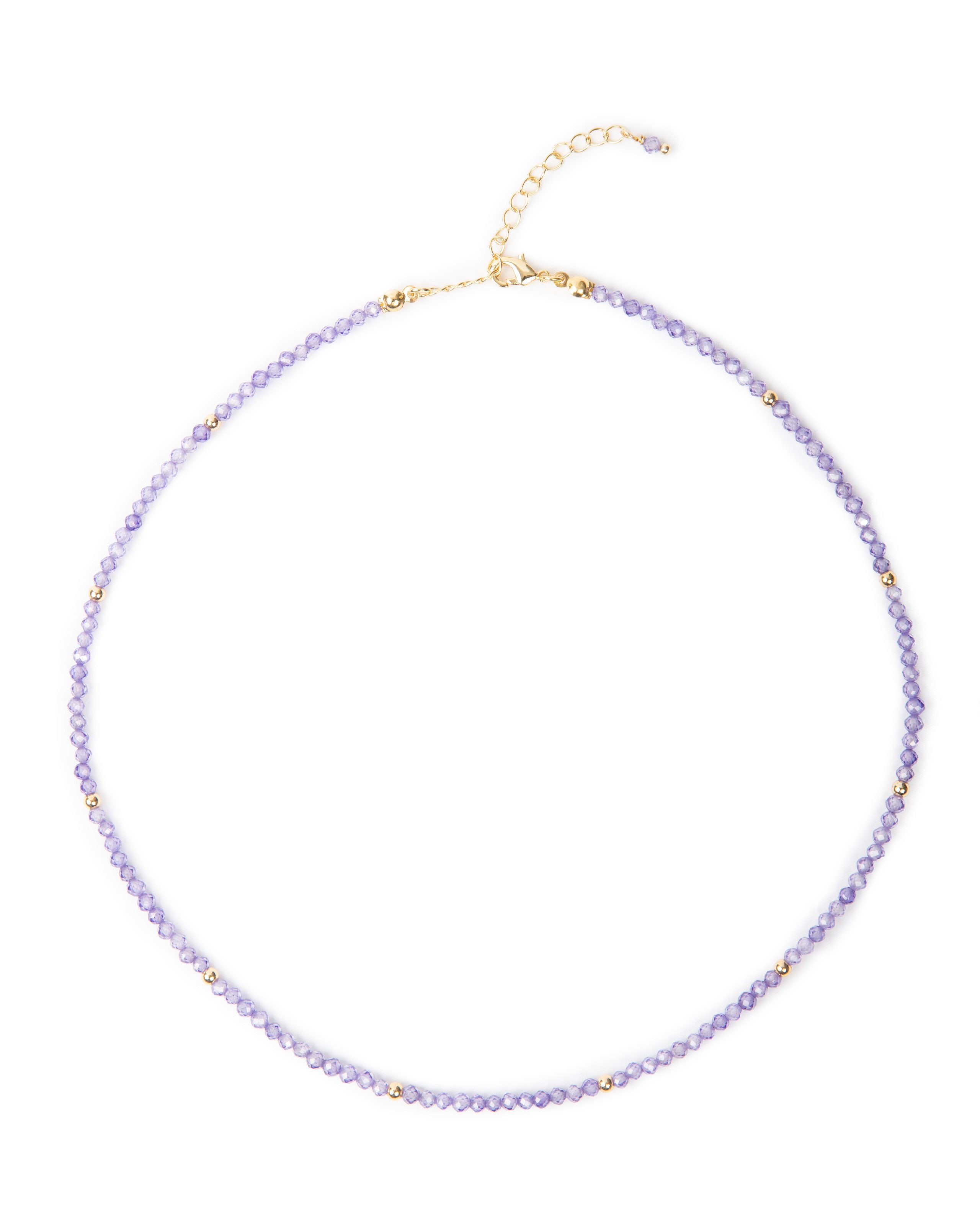 MayTree Collier Kristall lila mit 18K vergoldeten Perlen (Stück, 1-tlg), Naturstein, Kristall