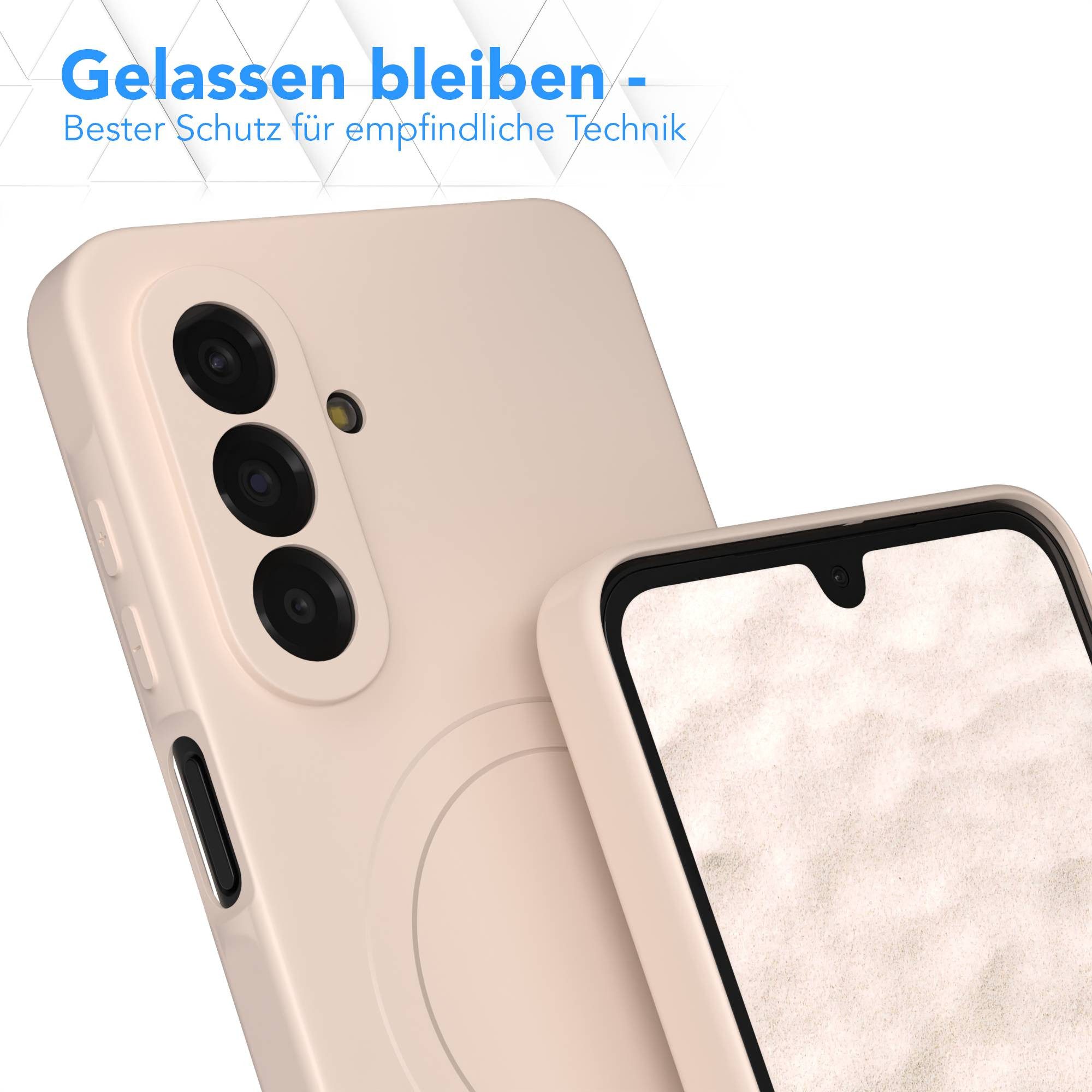 EAZY CASE Handyhülle MagSafe Silikon für Samsung Galaxy A17 6,7 Zoll, Schutzcase mit MagSafe Slimcover Silikonschutzhülle elastisch Taupe – Bild 4 von 5