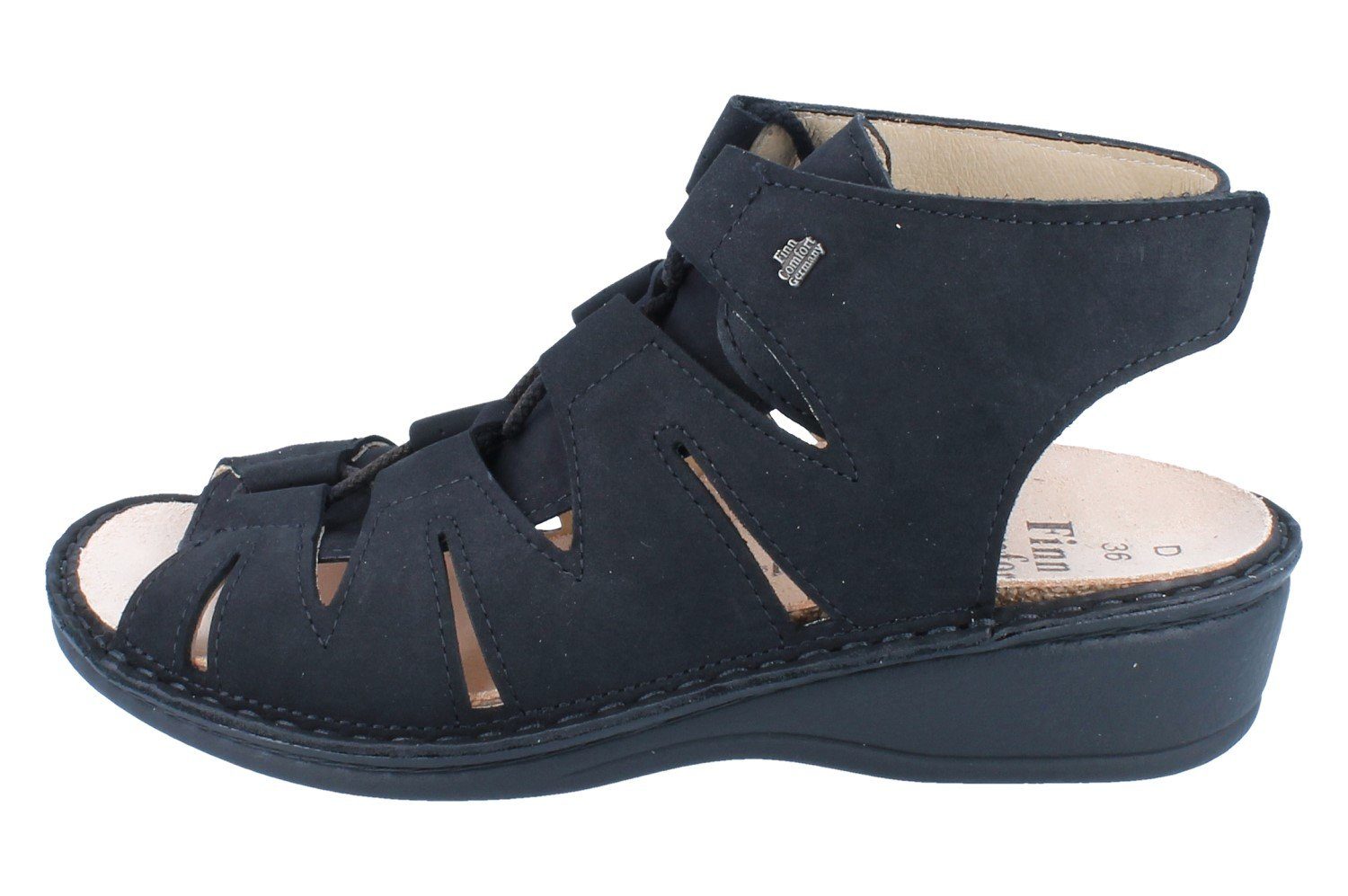 Finn Comfort FINN COMFORT Malaga Damen Sandale schwarz Nubukleder - Größe: 39 Sandale Wechselfußbett