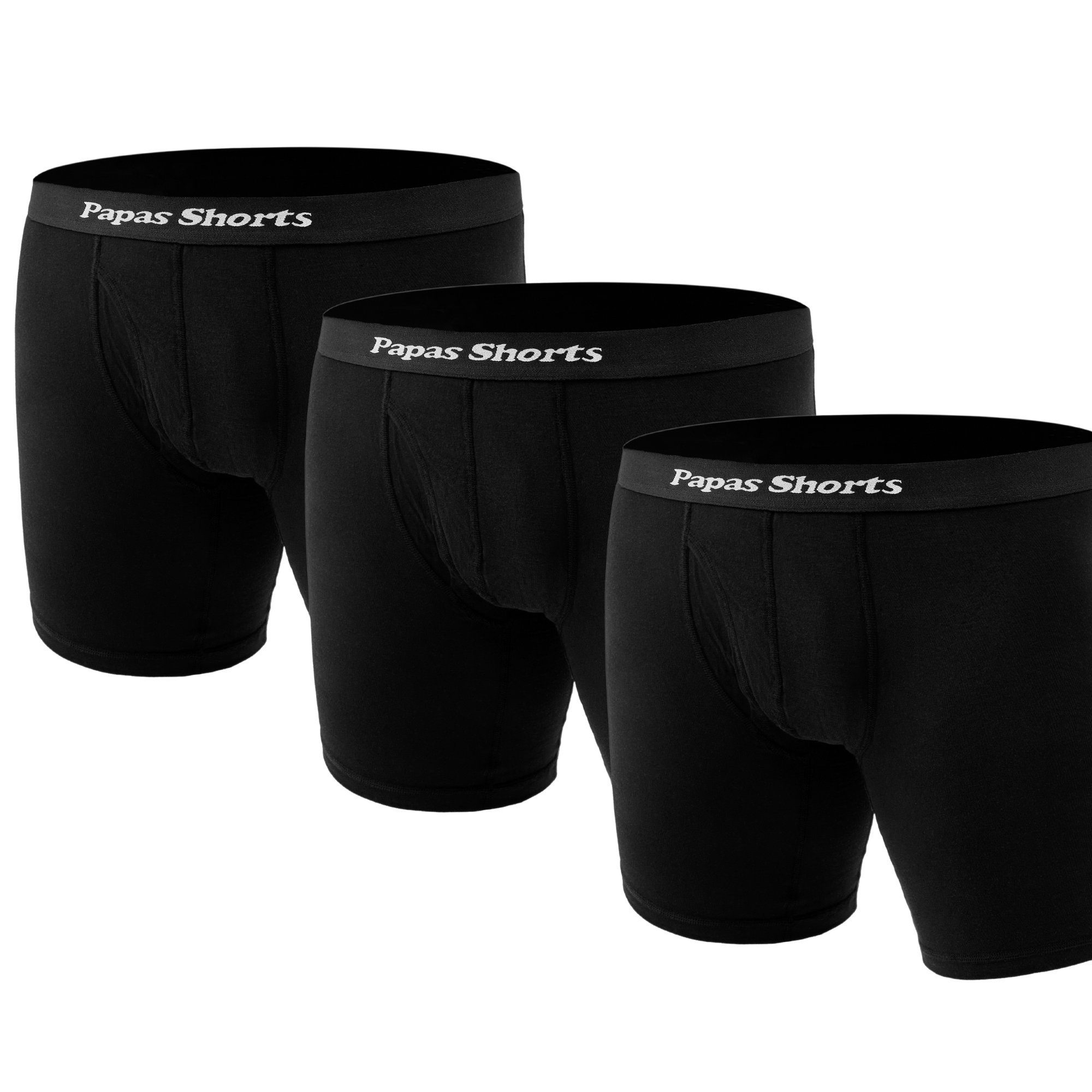 Papas gegen im Shorts Boxershorts Schwarze Buxe 3er-Pack) Schritt aus weichem Zwicken Beinlänge mit Modal extra (Packung,
