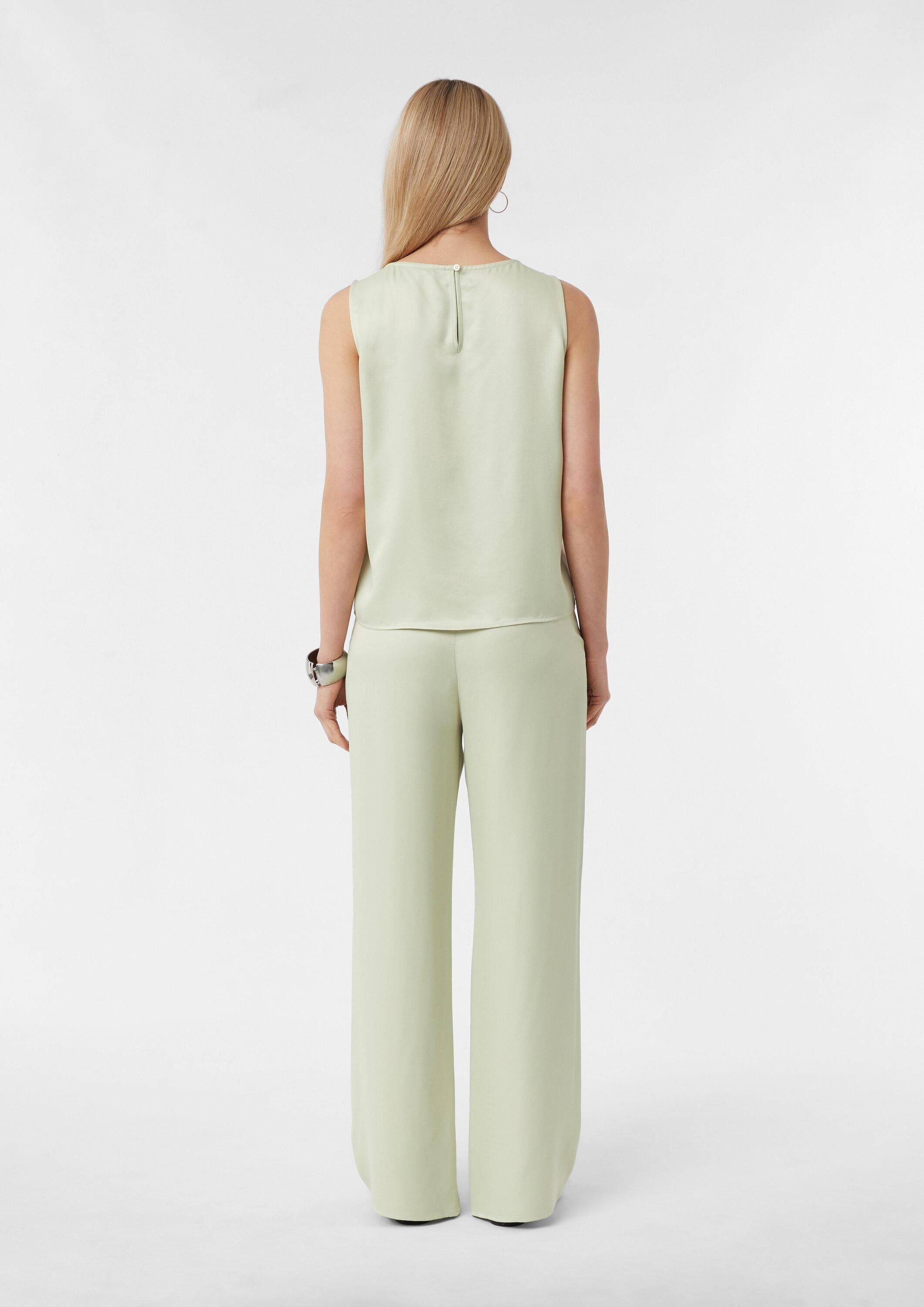 comma Blusentop Bluse Ärmellose Bluse aus Viskosesatin