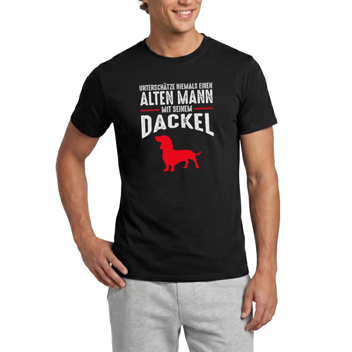 Spreadshirt T-Shirt Alter Mann Dackel Papa Lustig Dackelbesitzer Hundepapa Männer T-Shirt (1-tlg)