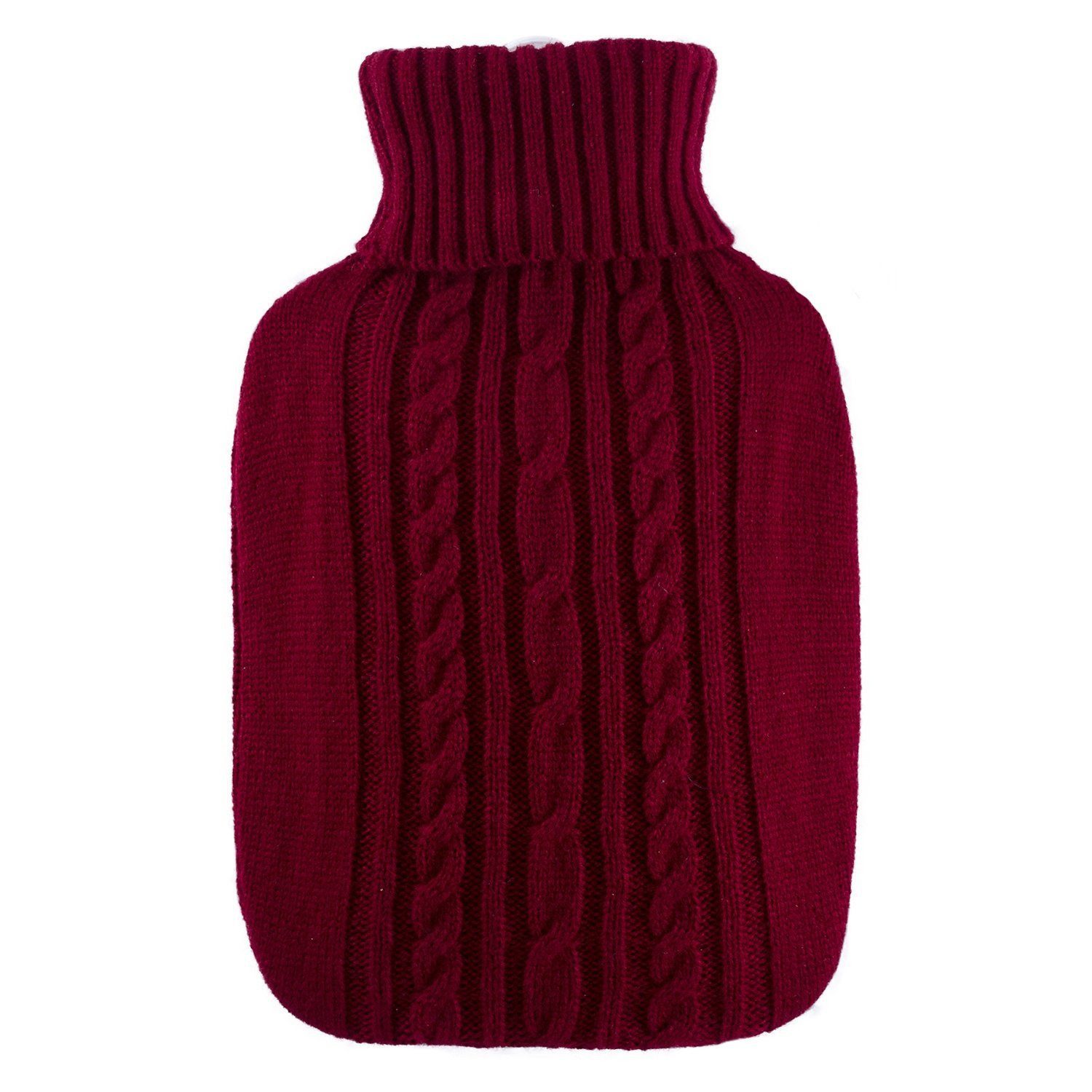 Hugo Frosch Wärmflasche Klassik 1,8 l Made in Germany mit Strickbezug, Rot - langlebige, auslaufsichere Bettflasche, waschbarer Überzug