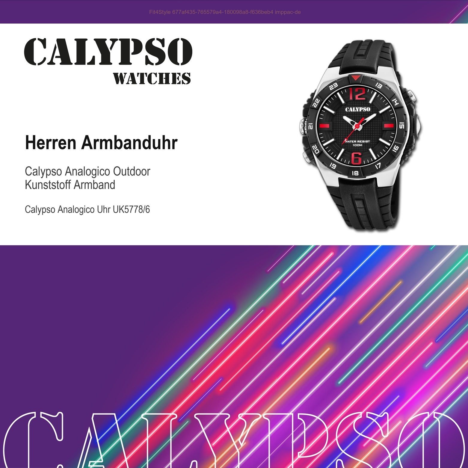 Herren Uhren CALYPSO WATCHES Quarzuhr UK5778/6 Calypso Herren Jugend Uhr Analog, Herren, Jugend Armbanduhr rund, Kunststoffarmba