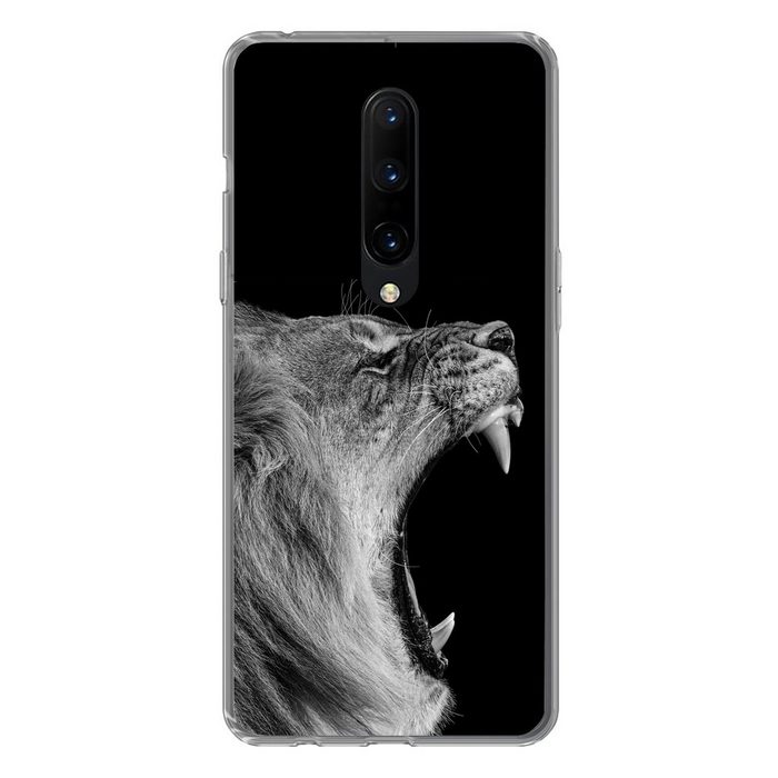 MuchoWow Handyhülle Tiere - Löwe - Schwarz - Weiß - Porträt Phone Case Handyhülle OnePlus 7 Pro Silikon Schutzhülle