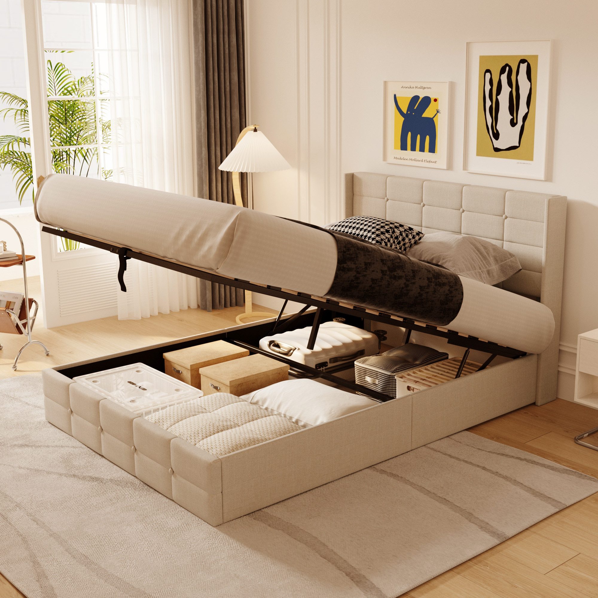 Bealife Polsterbett Einzelbett/Doppelbett mit hydraulischem Stauraum (120/1 günstig online kaufen