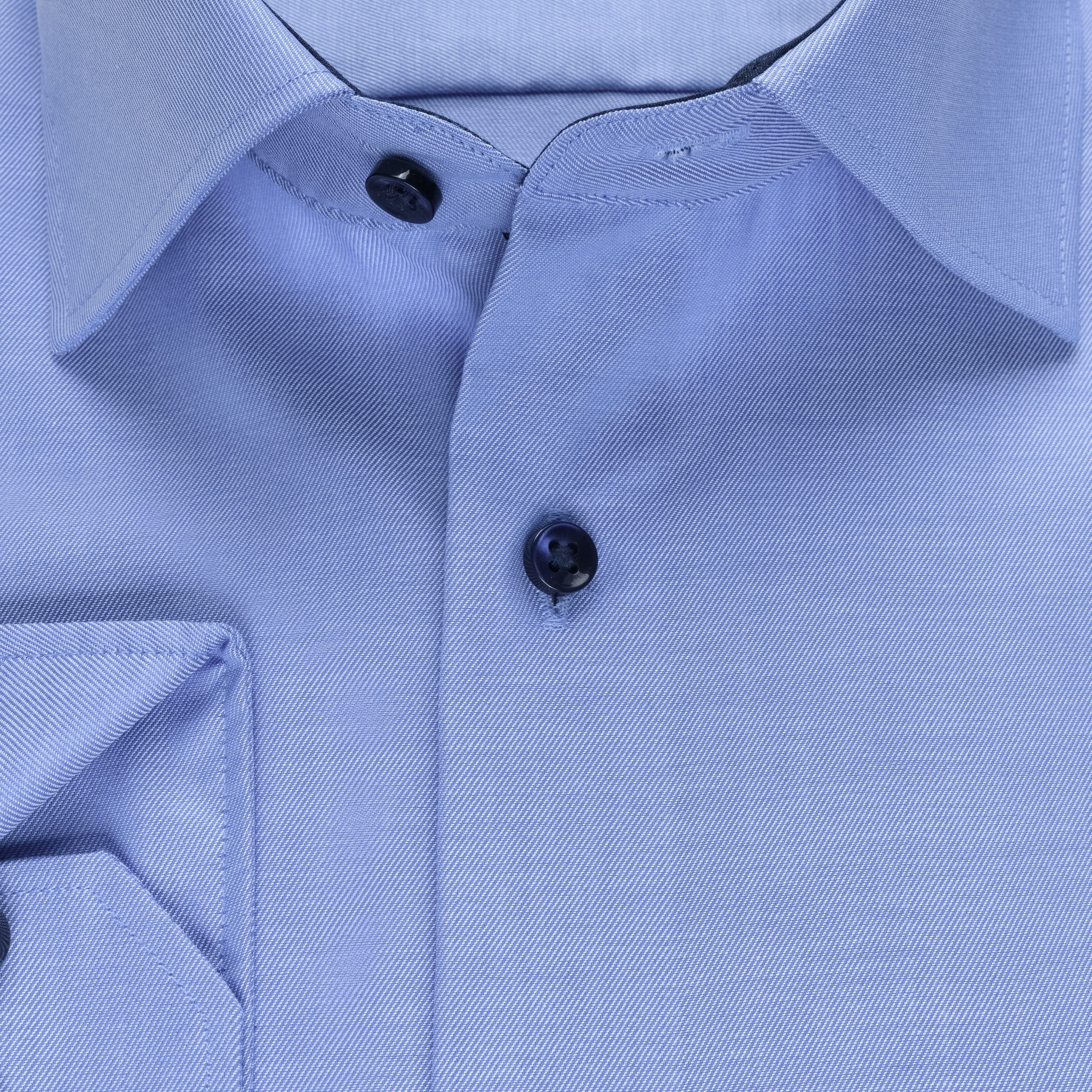 Eterna Langarmhemd Comfort Fit, Blau, Twill, 100 % Baumwolle, Bügelfrei