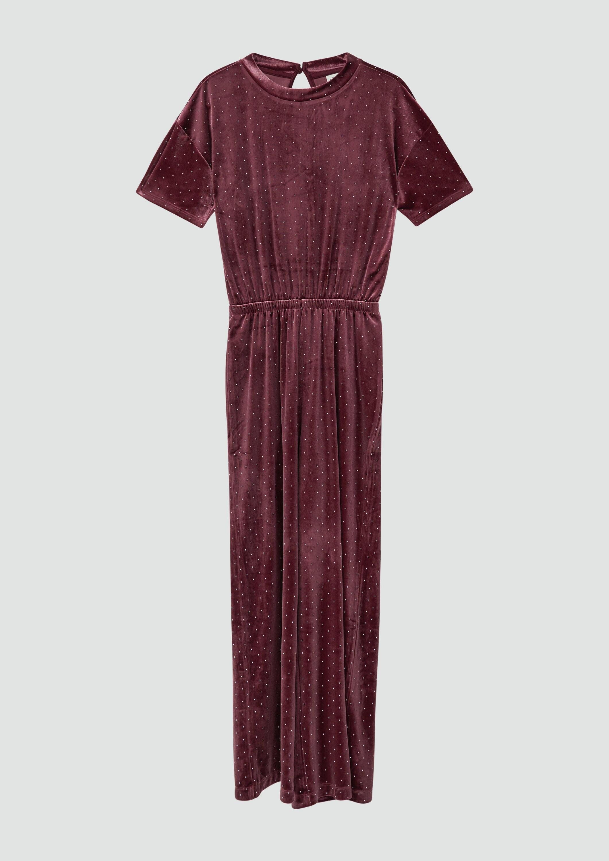 s.Oliver Jumpsuit Overall Festlicher Overall aus Samt mit Glitzersteinen
