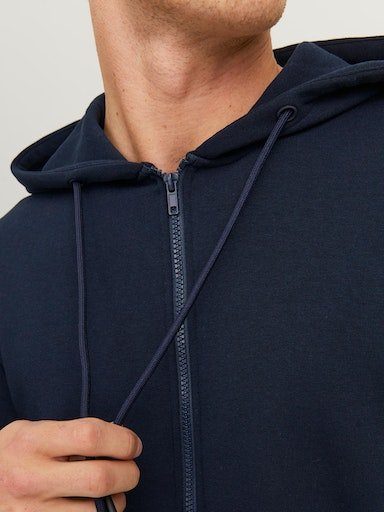 Jack & Jones Kapuzensweatjacke JJEBRADLEY mit Kapuze, ideal für kalte Jahreszeit Materialmix, relaxed fit – Bild 4 von 5