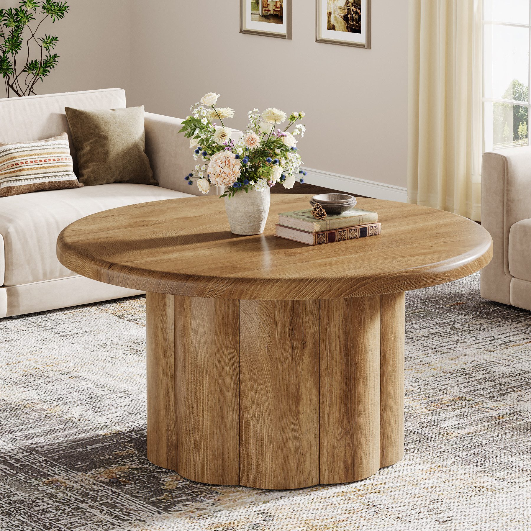 Tribesigns Couchtisch 80 cm runder Couchtisch günstig online kaufen