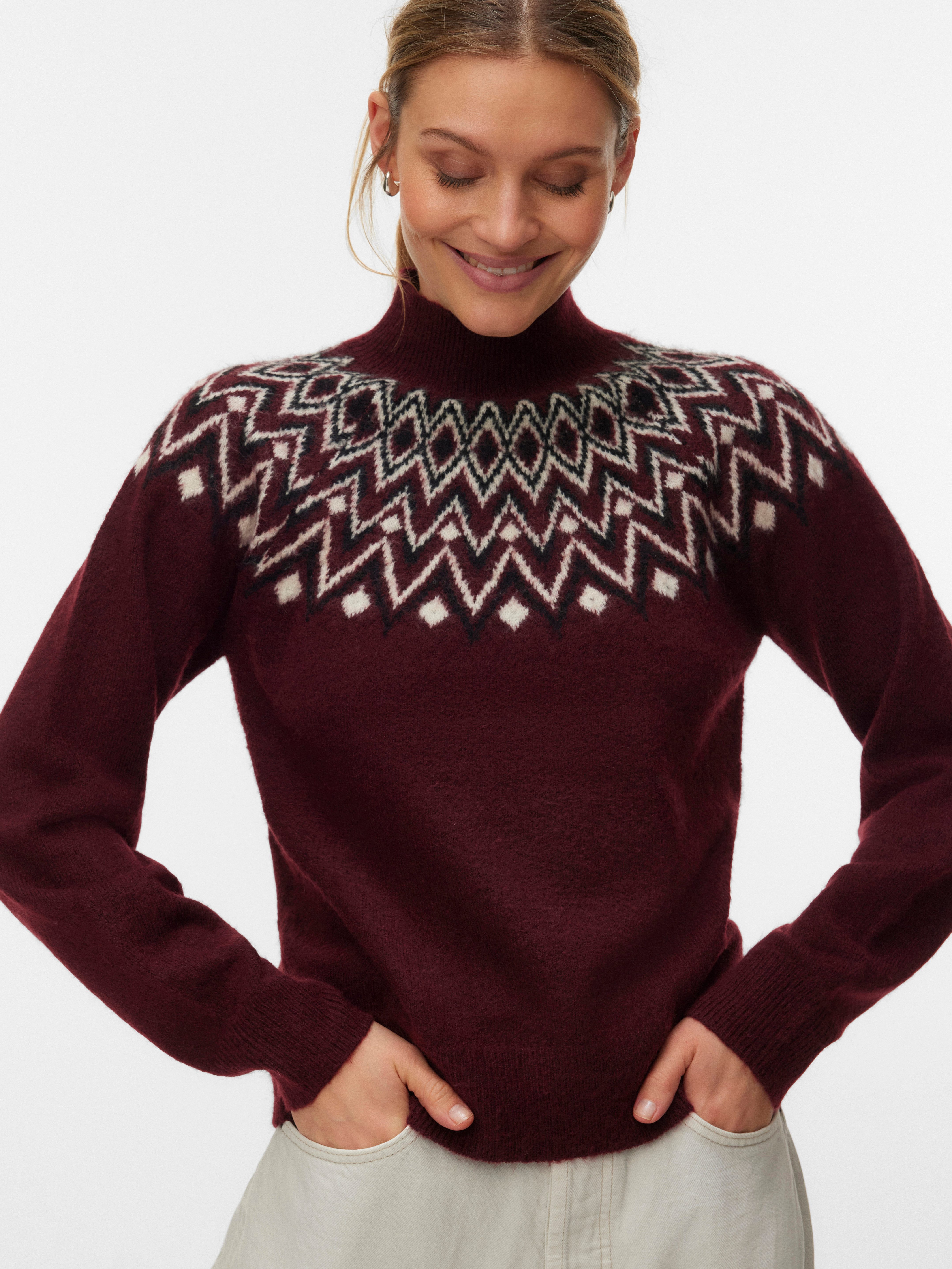 Vero Moda Strickpullover VMKARLA LS HIGHNECK PULLOVER BOO Materialmix