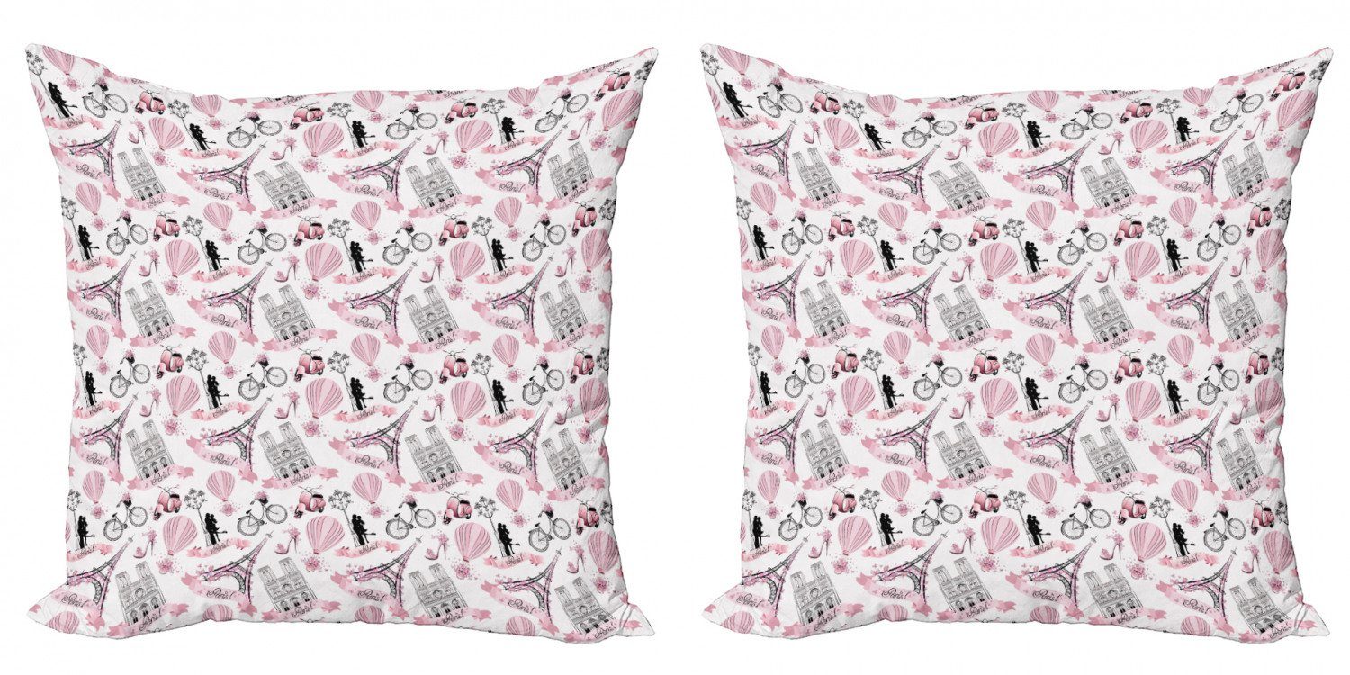 Kissenbezüge Modern Accent Doppelseitiger Rosa (2 Liebe Braut in Eiffel Digitaldruck, Paris Abakuhaus Stück)