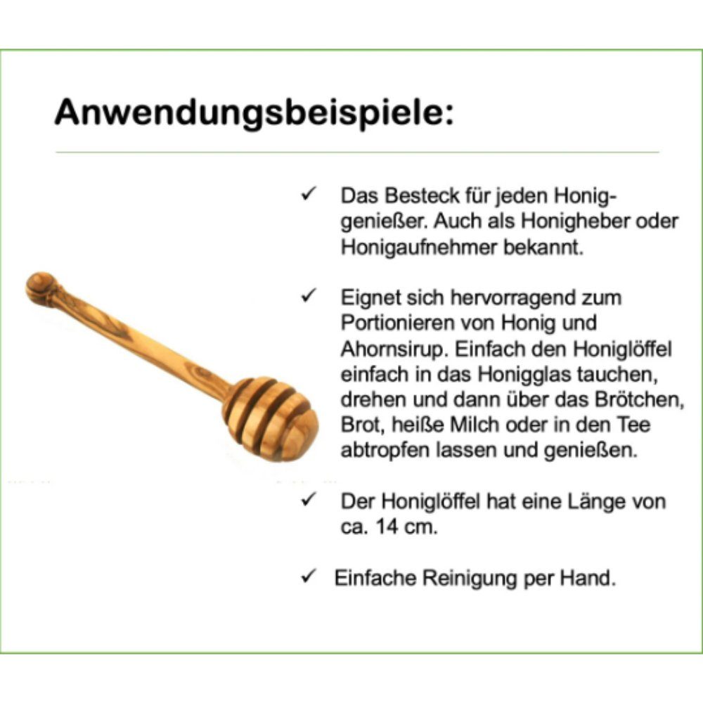 Olivenholz-erleben Marmeladenlöffel Honiglöffel aus massivem Olivenholz – Länge ca. 14 cm (1 Stück), Geschmackneutral & hygienisch, robust & langlebig, jeder ei – Bild 4 von 5
