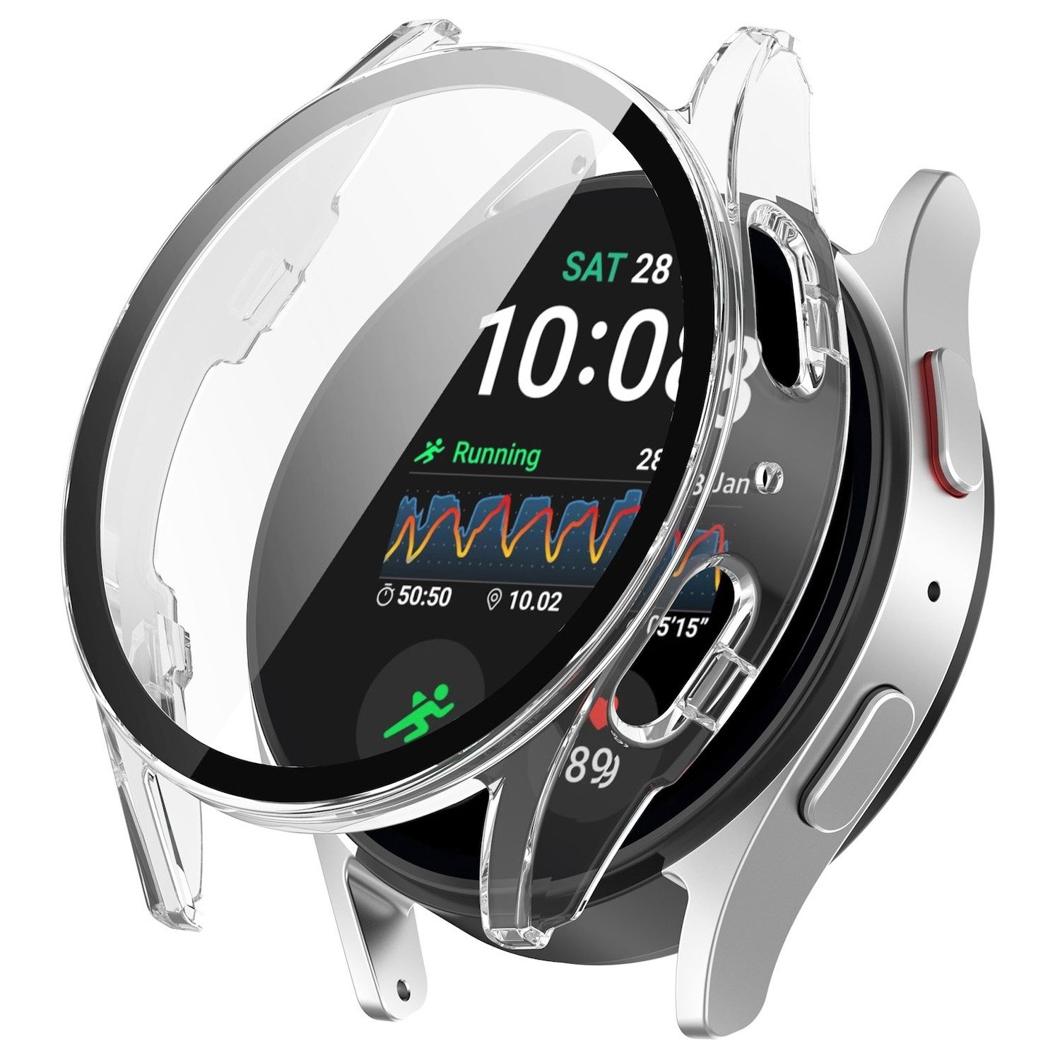 Wigento Smartwatch-Hülle Für Samsung Galaxy Watch 7 44mm PC Hülle + Hart Glas Transparent