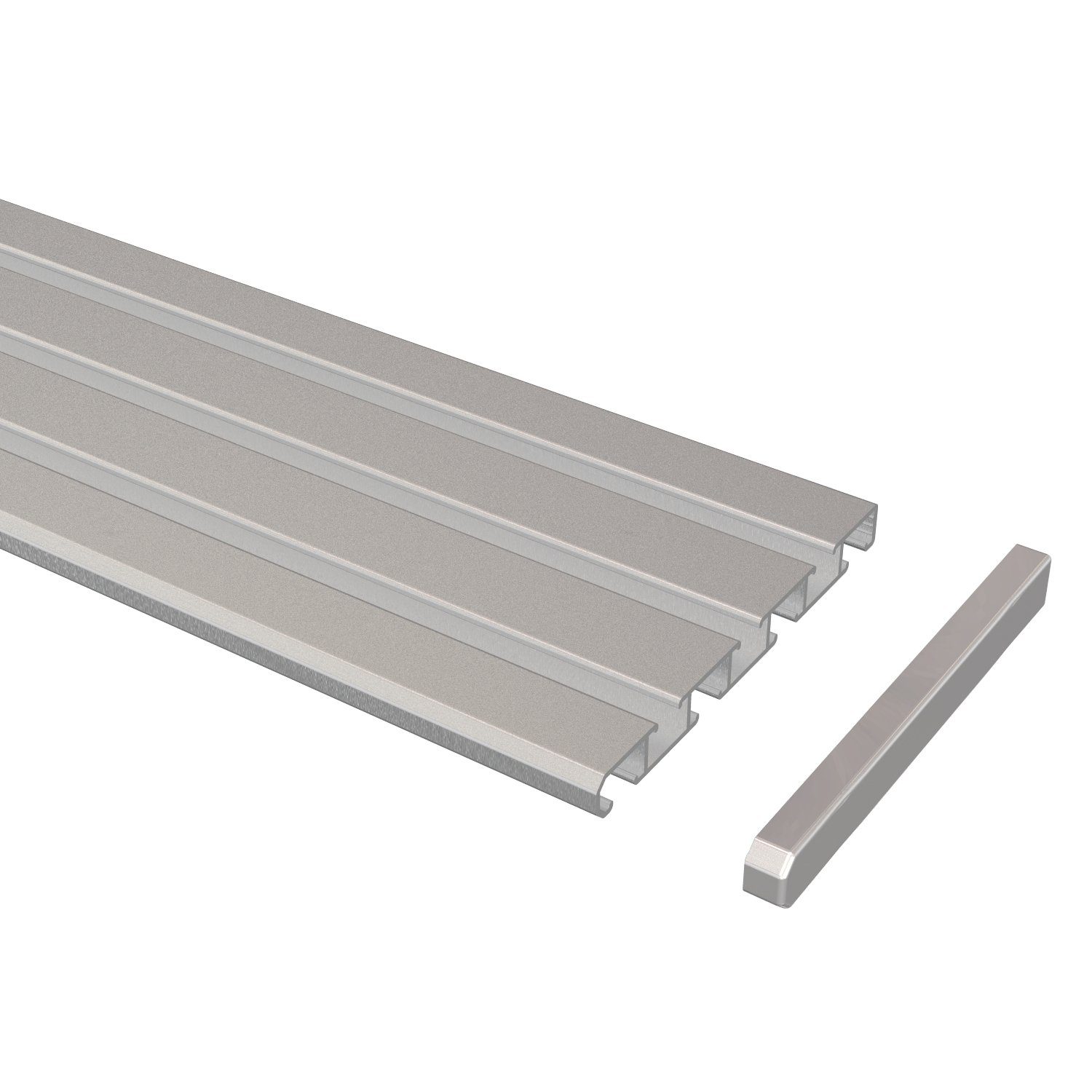 INTERDECO Gardinenschiene Slimline, 3- / 4-läufige Ausführung, Silbergrau