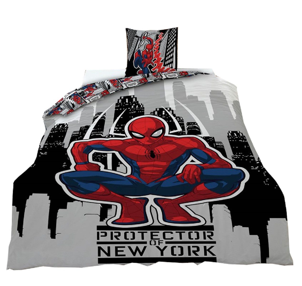 Spiderman Bettwäsche Bettbezug Set 140 × 200 cm mit Kissenbezug 65x65 cm, 2 teilig