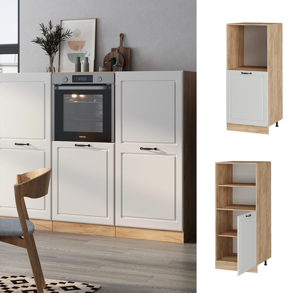 Vicco Herdumbauschrank R-Line, Weiß Landhaus/Goldkraft Eiche, 60 cm (1-St)