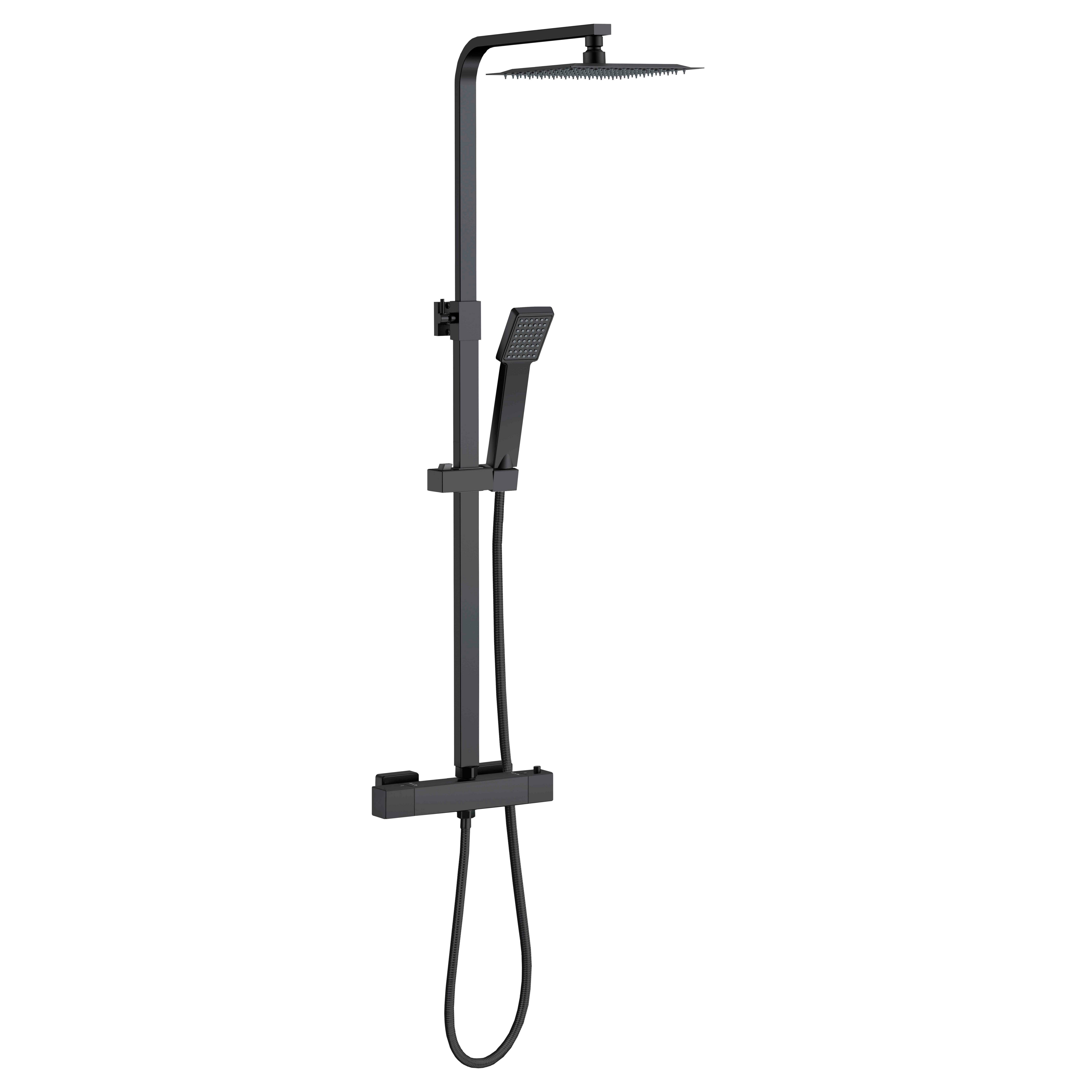 duschspa Duschsystem Duschsystem Regendusche mit Thermostat Duschsäule Brauseset schwarz