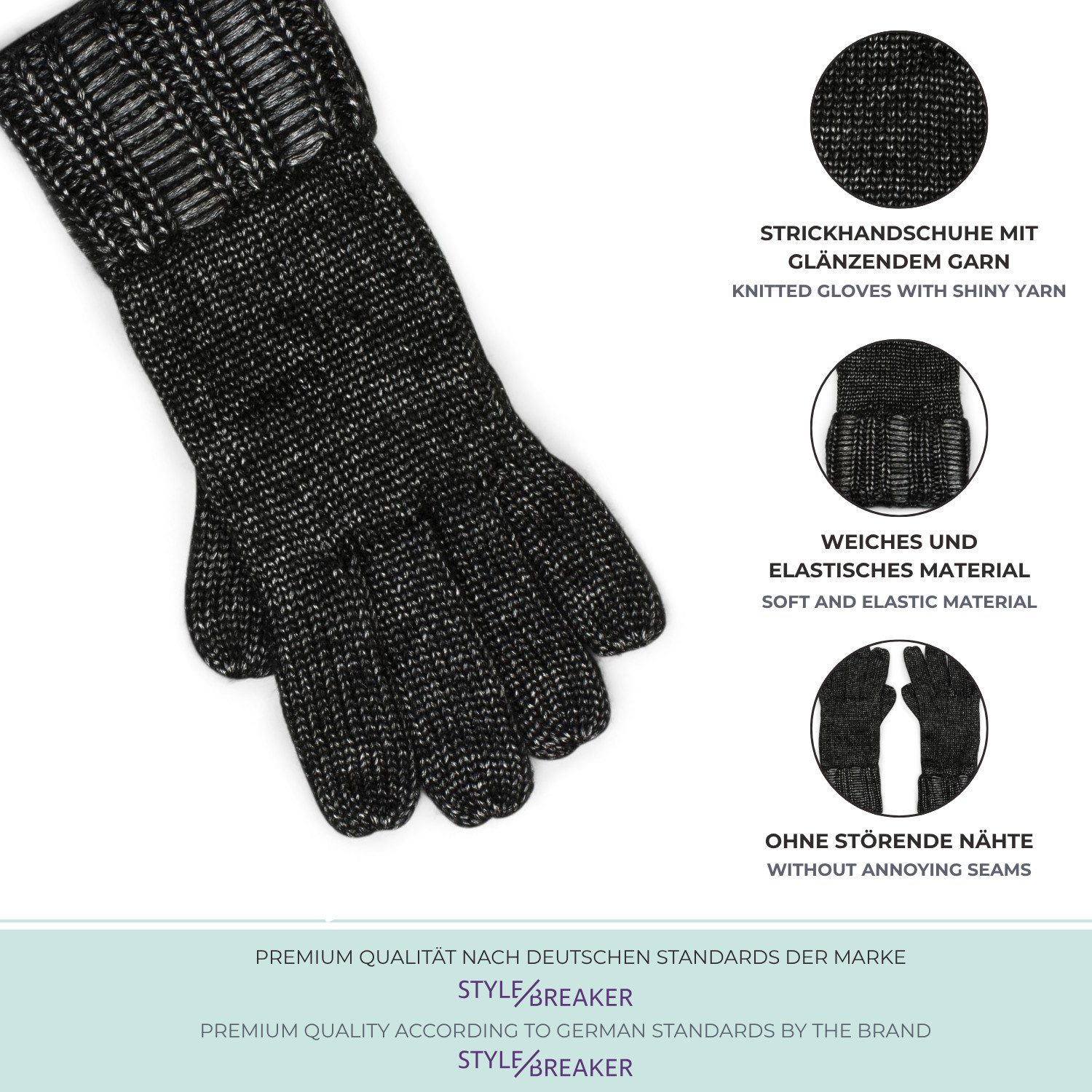 styleBREAKER Strickhandschuhe Glänzende Strick Handschuhe (1-St)