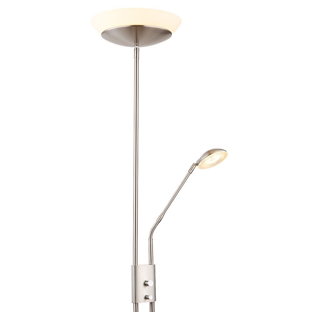 Globo LED fest 180 verbaut, cm Stehlampe, dimmbar Metall LED-Leuchtmittel H nickel Wohnzimmerleuchte Warmweiß, Deckenfluter