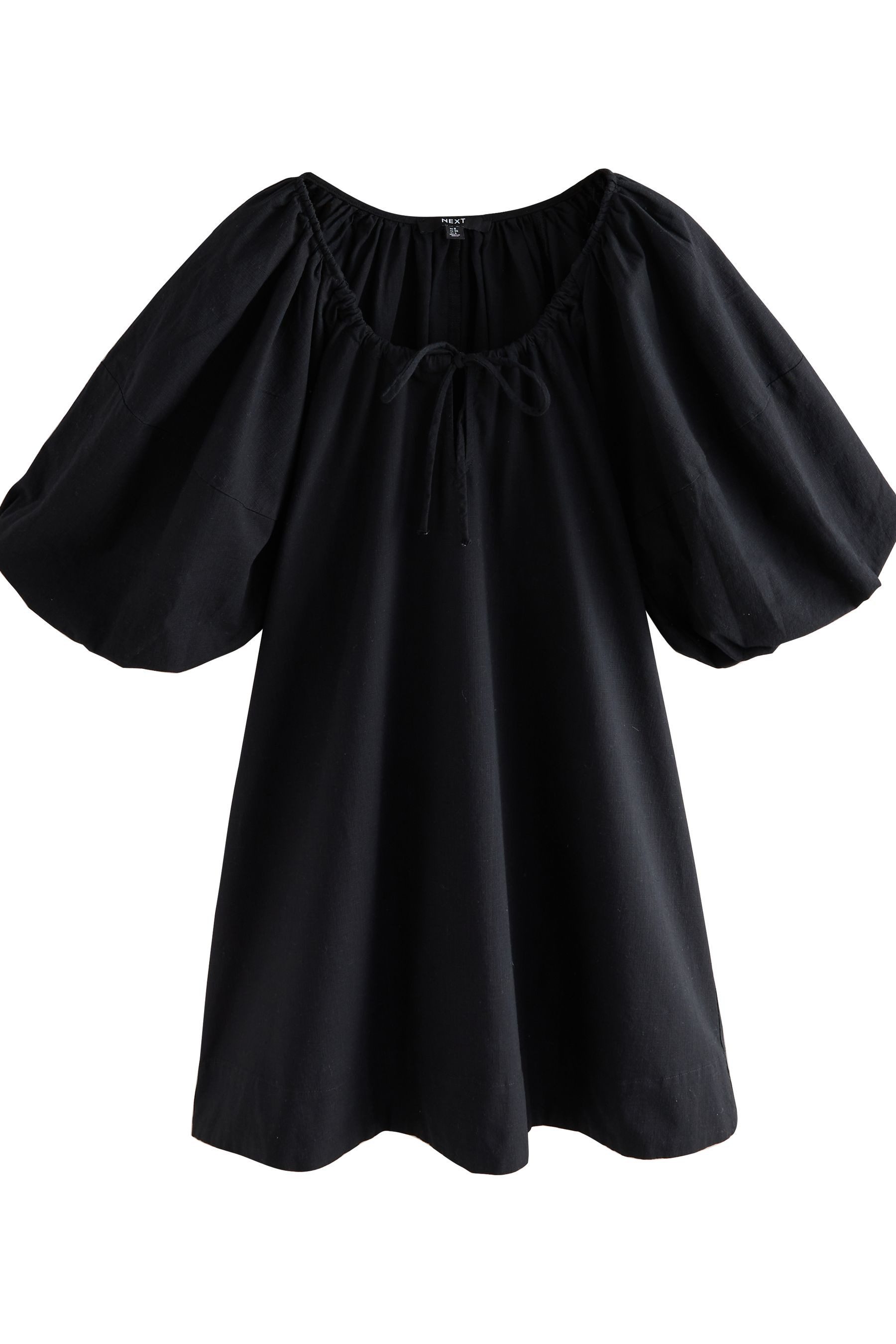 Next Minikleid Baumwoll-Minikleid mit Puffärmeln und Bindedetail (1-tlg) günstig online kaufen