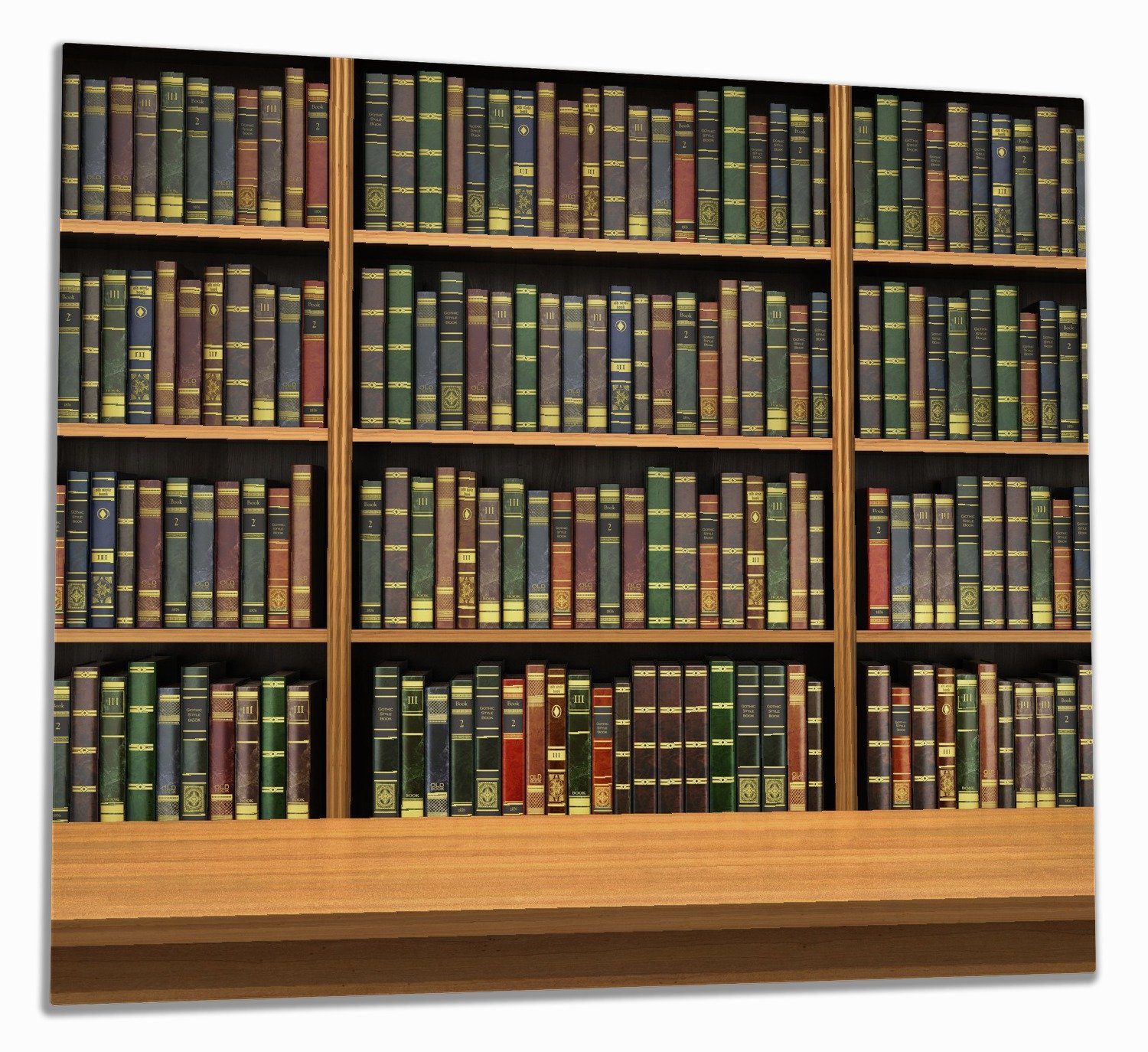 Wallario Herd-Abdeckplatte Bibliothek - Regal voller alter Bücher, ESG-Sicherheitsglas, (Glasplatte, 1 tlg., inkl. 5mm Noppen), verschiedene Größen