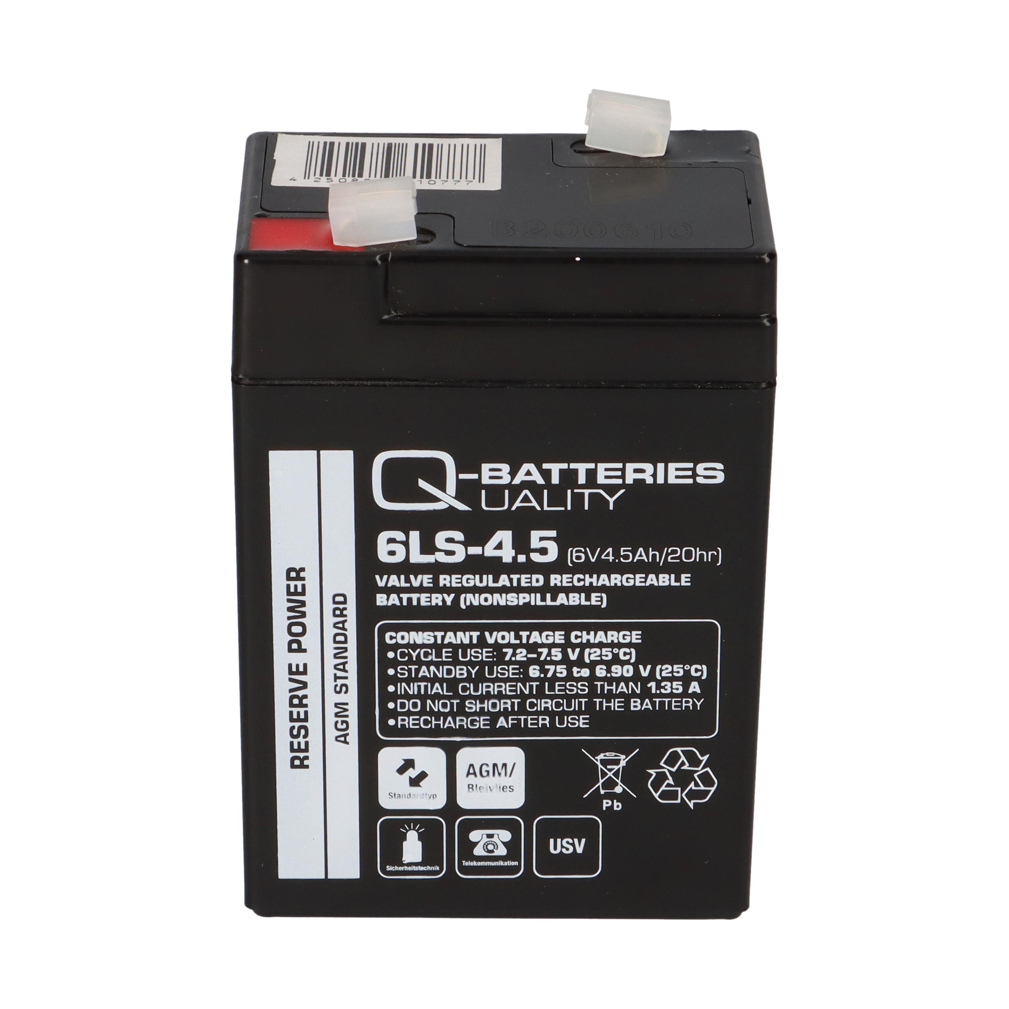 Q-Batteries AKKU BATTERIE 6V 4,5Ah 5Ah 20HR 5HR 4A + 10HR + kompatibel QB Bleiakkus A Lader