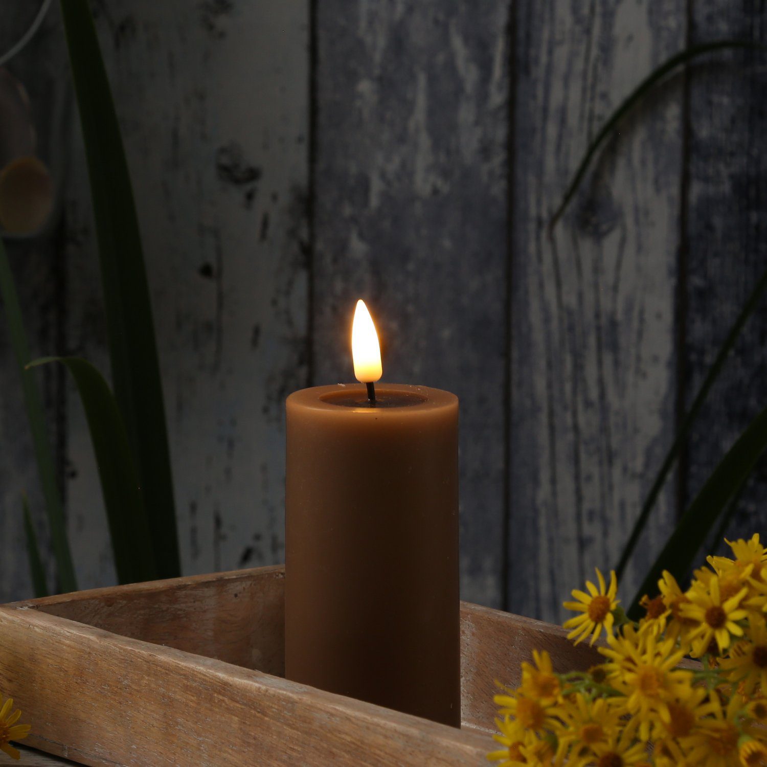 Deluxe Homeart LED-Kerze Mia Echtwachs Deluxe Wachsspiegel flackernd H: 10c günstig online kaufen