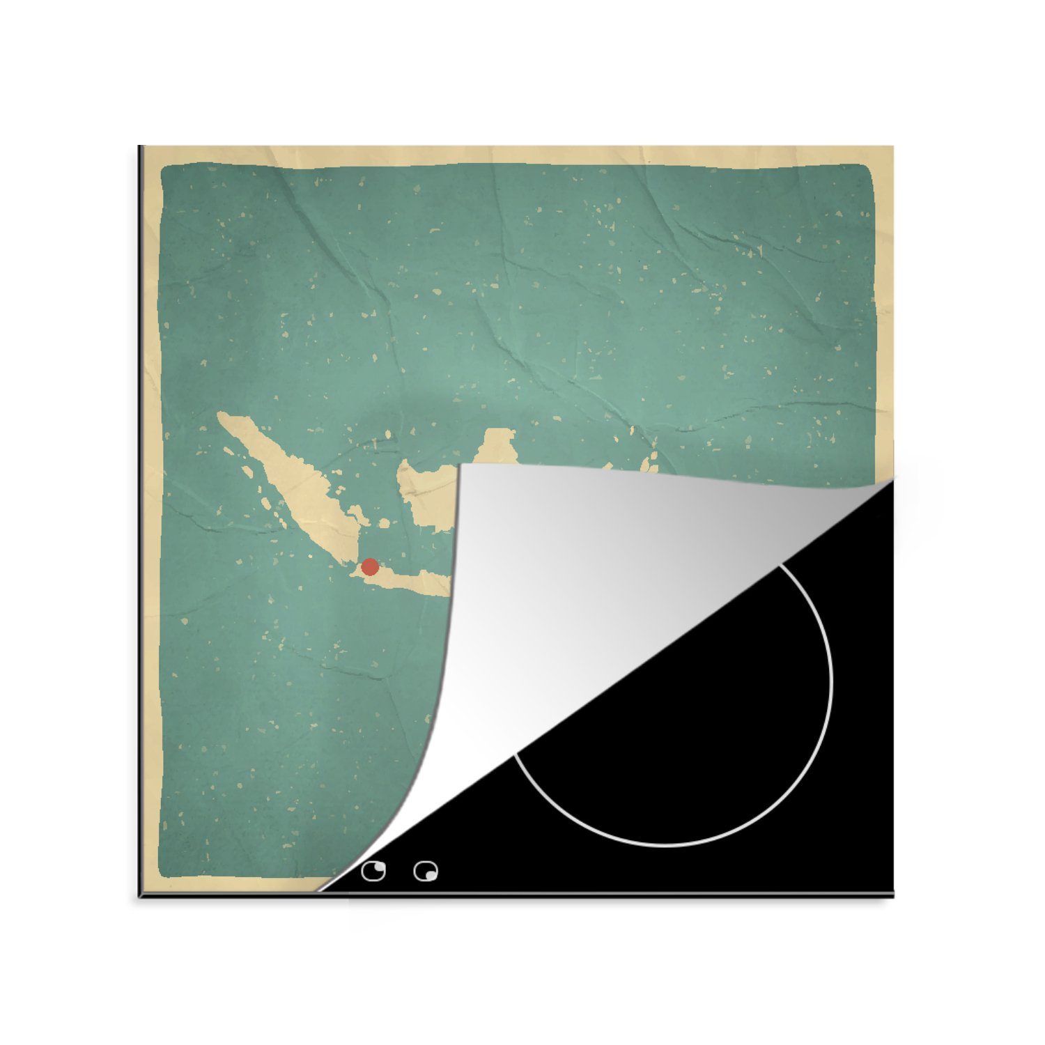 MuchoWow Herdblende-/Abdeckplatte Illustration von Jakarta in Indonesien, Vinyl, (1 tlg), 78x78 cm, Ceranfeldabdeckung, Arbeitsplatte für küche