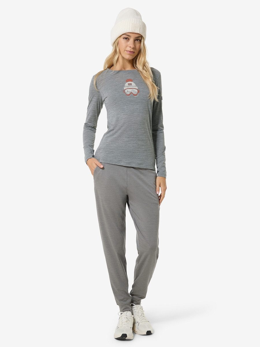SUPER.NATURAL Sweatshirt für Damen, Merino GOGEANIE Ski Motiv, atmungsaktiv