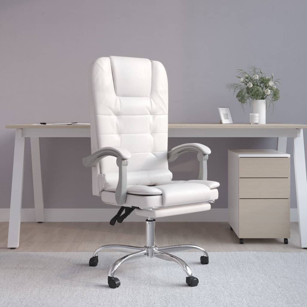 furnicato Bürostuhl mit Massagefunktion Weiß (1 St) Kunstleder