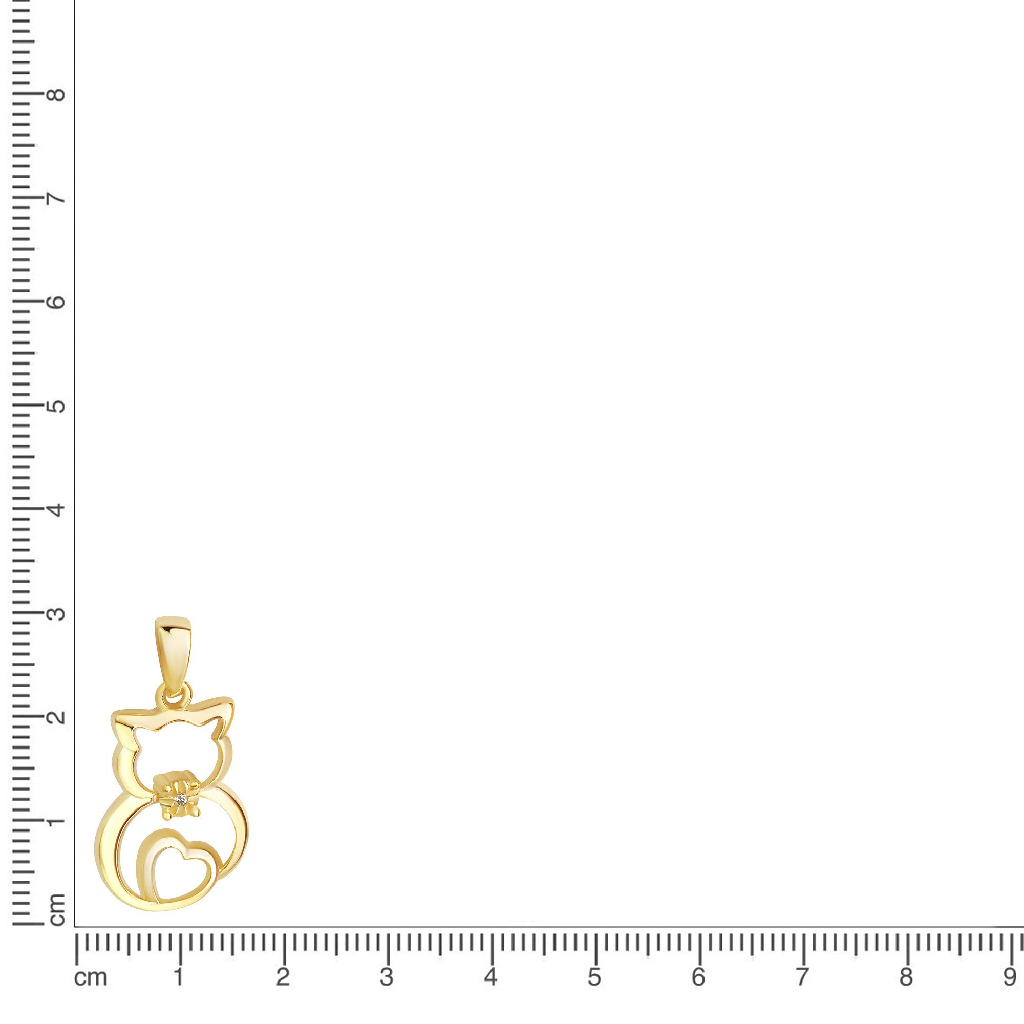 Vivance Kettenanhänger 925/- Sterling Silber vergoldet Katze Zirkonia günstig online kaufen