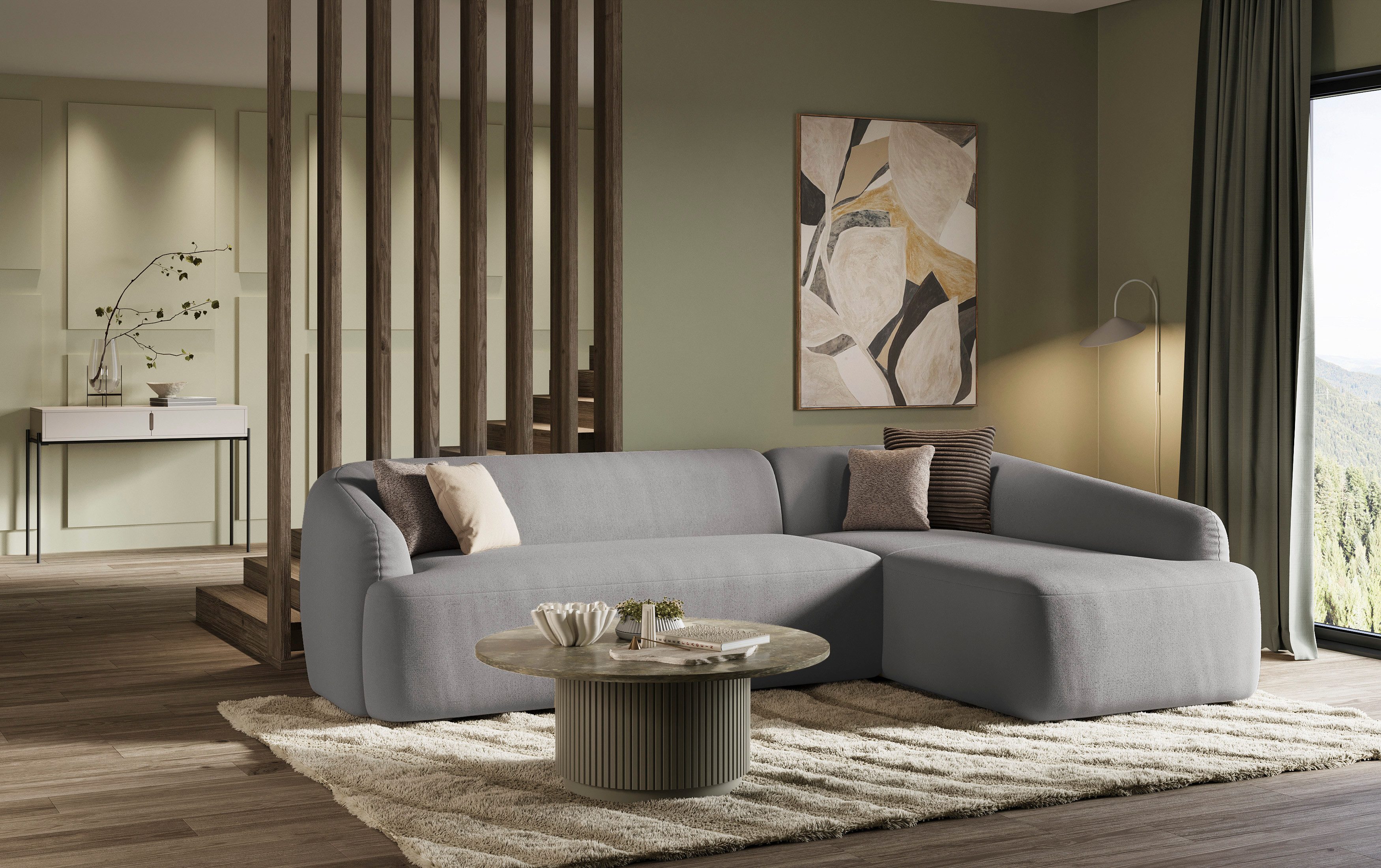 DOMO collection Ecksofa Padua, bodentief, organische Form