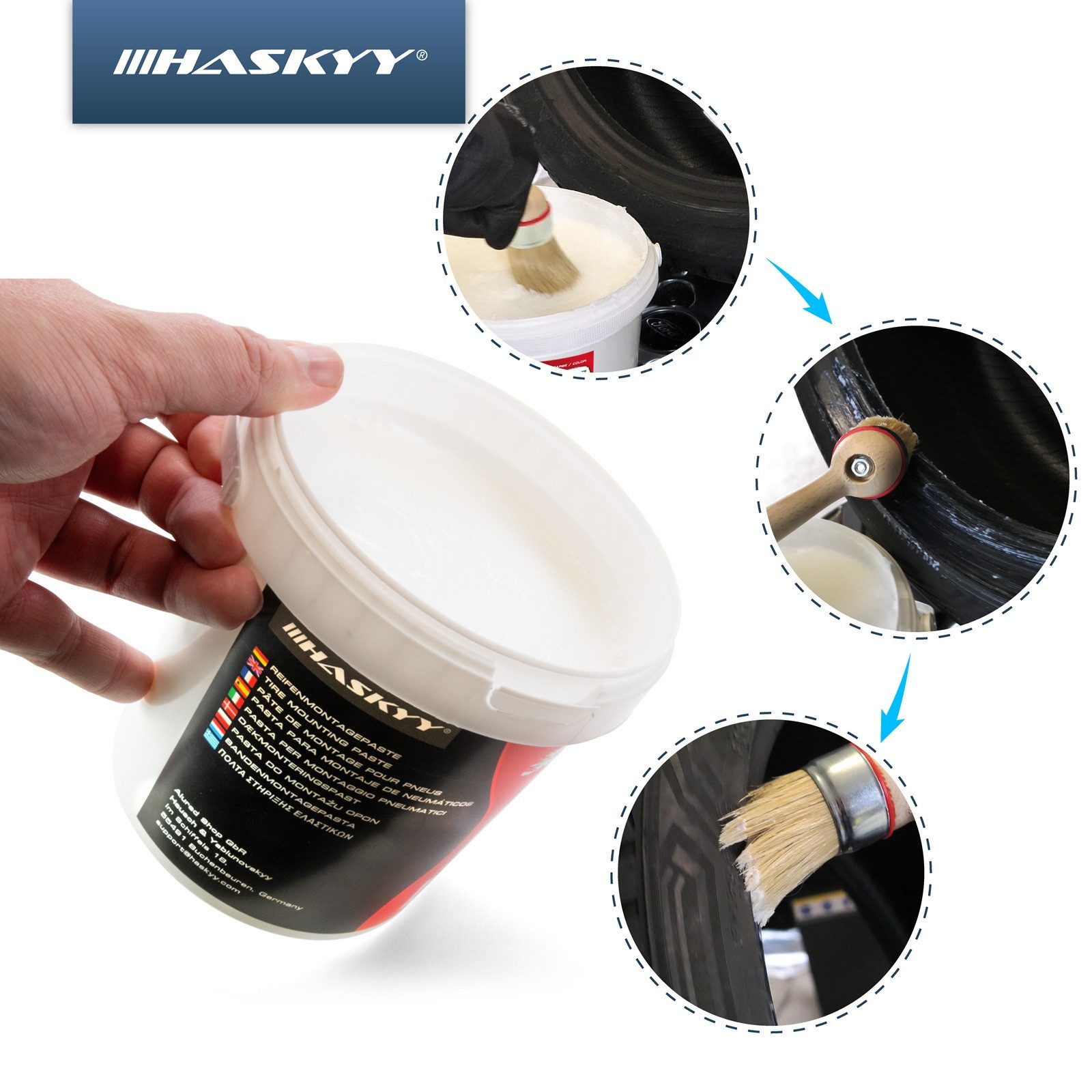 HASKYY Reifenmontagemaschine HASKYY Reifenmontagepaste 1kg Weiß Montagepaste Reifenmontage Eimer