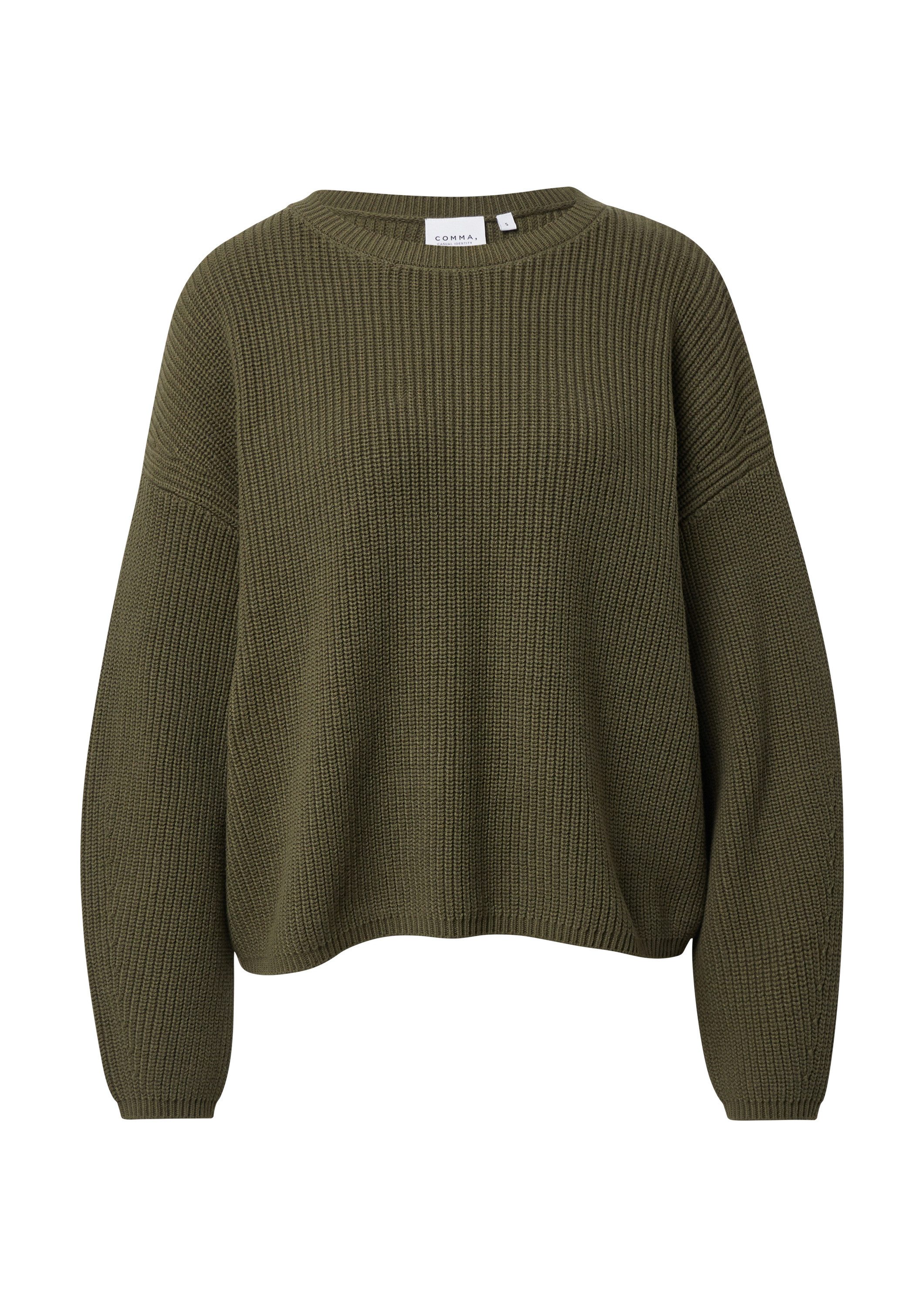 comma Longpullover Strickpullover Cropped Strickpullover mit überschnittene günstig online kaufen