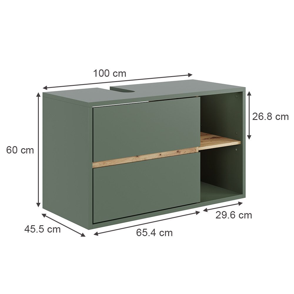 Vicco Waschbeckenunterschrank Viola, Grün/Artisan, 100 x günstig online kaufen