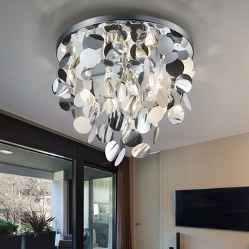 etc-shop Deckenleuchte, Leuchtmittel nicht inklusive, Deckenlampe Deckenleuchte Wohnzimmerlampe chrom Kreis Behang D 55 cm