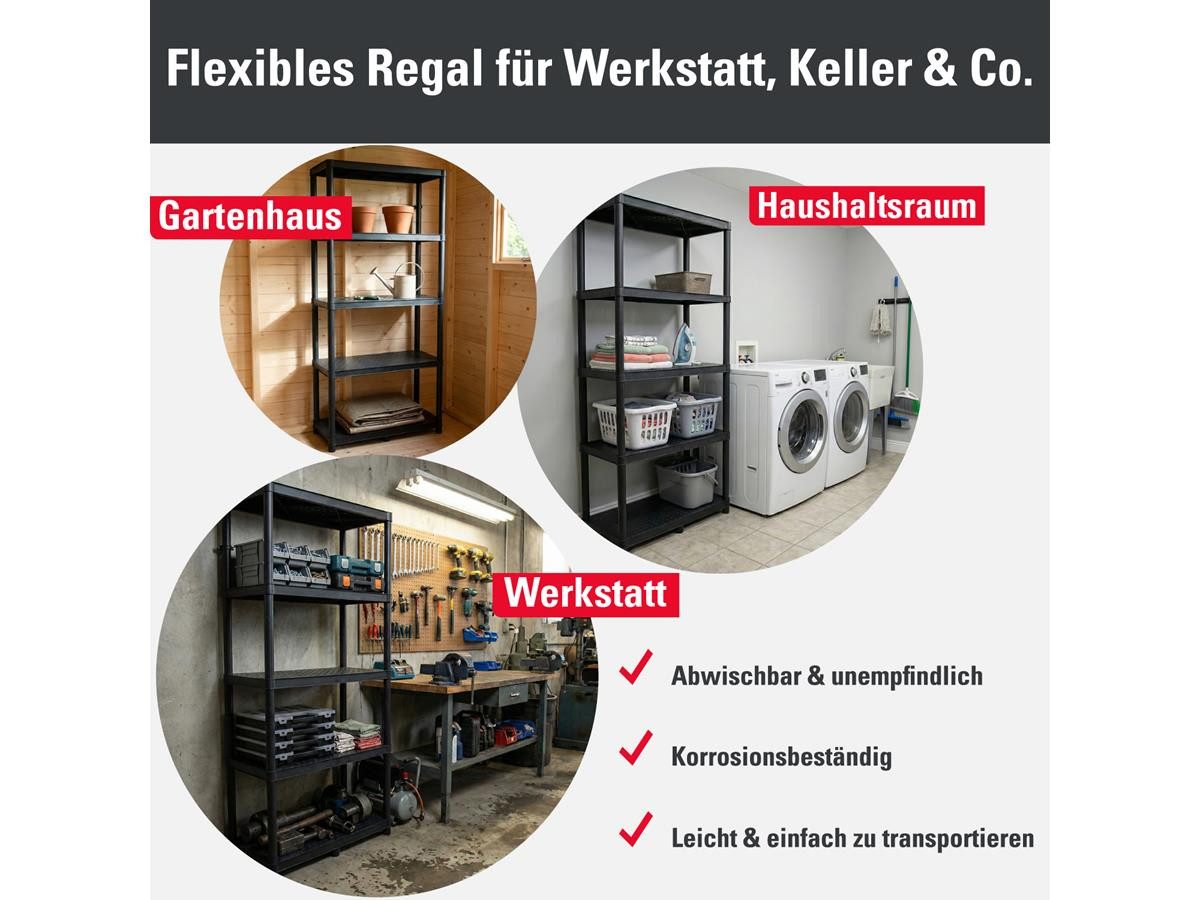 Kistenberg Schwerlastregal Werkstattregal KSS75L5, 2er Set, je 220kg belastbar und 5 Ablageböden, 74 x 36 x 172,5 cm