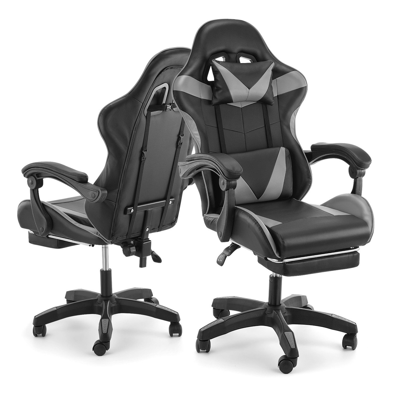 oyajia Gaming-Stuhl Ergonomischer Gaming Sessel mit Fußstütze und Kopfstütze Atmungsaktiv, mit abnehmbarem Kopfkissen, maximale Belastbarkeit 150 kg