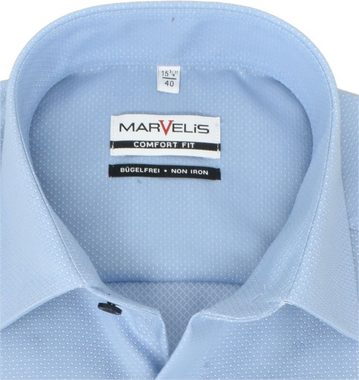 MARVELIS Businesshemd Businesshemd - Comfort Fit - Langarm - Struktur - Hellblau