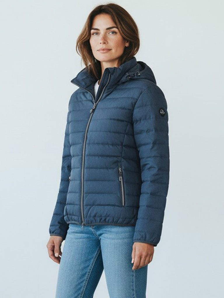 Blue Wave Steppjacke Nina Damen Jacke Nina gesteppt mit abnehmbarer Kapuze in Melange-Optik