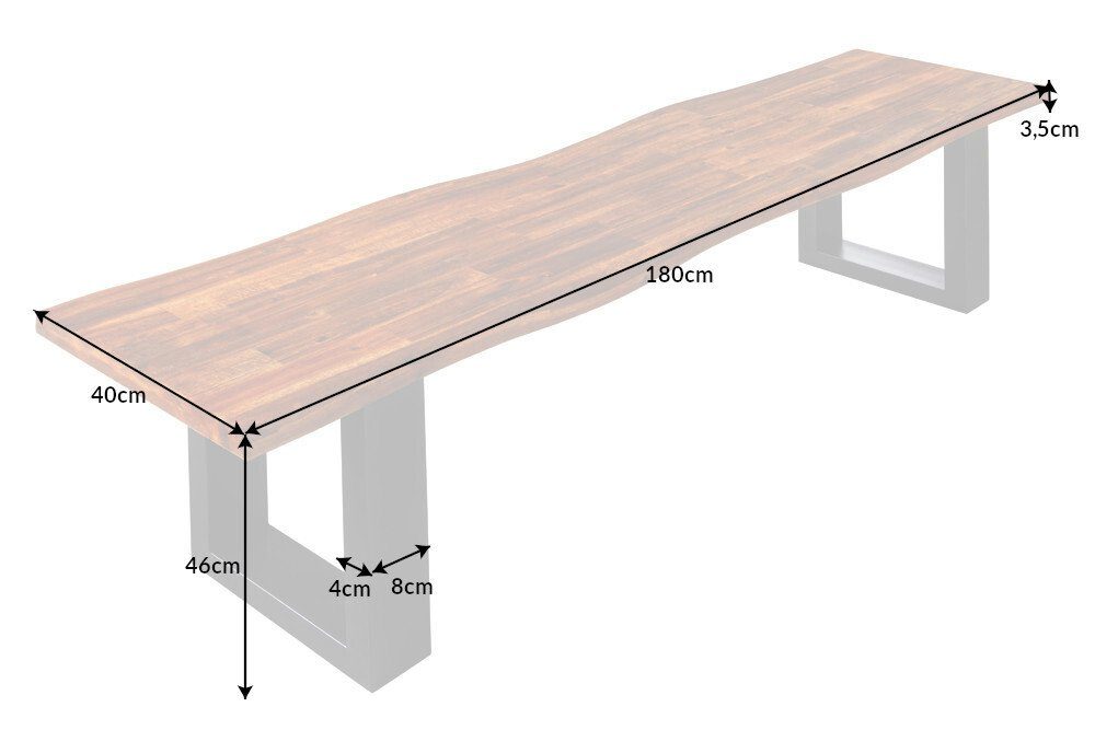 anthrazit 180cm riess-ambiente Sitzbank Küche Massivholz Esszimmer · braun · GENESIS (Einzelartikel, Industrial Metall · / 1-St), Baumkante · ·
