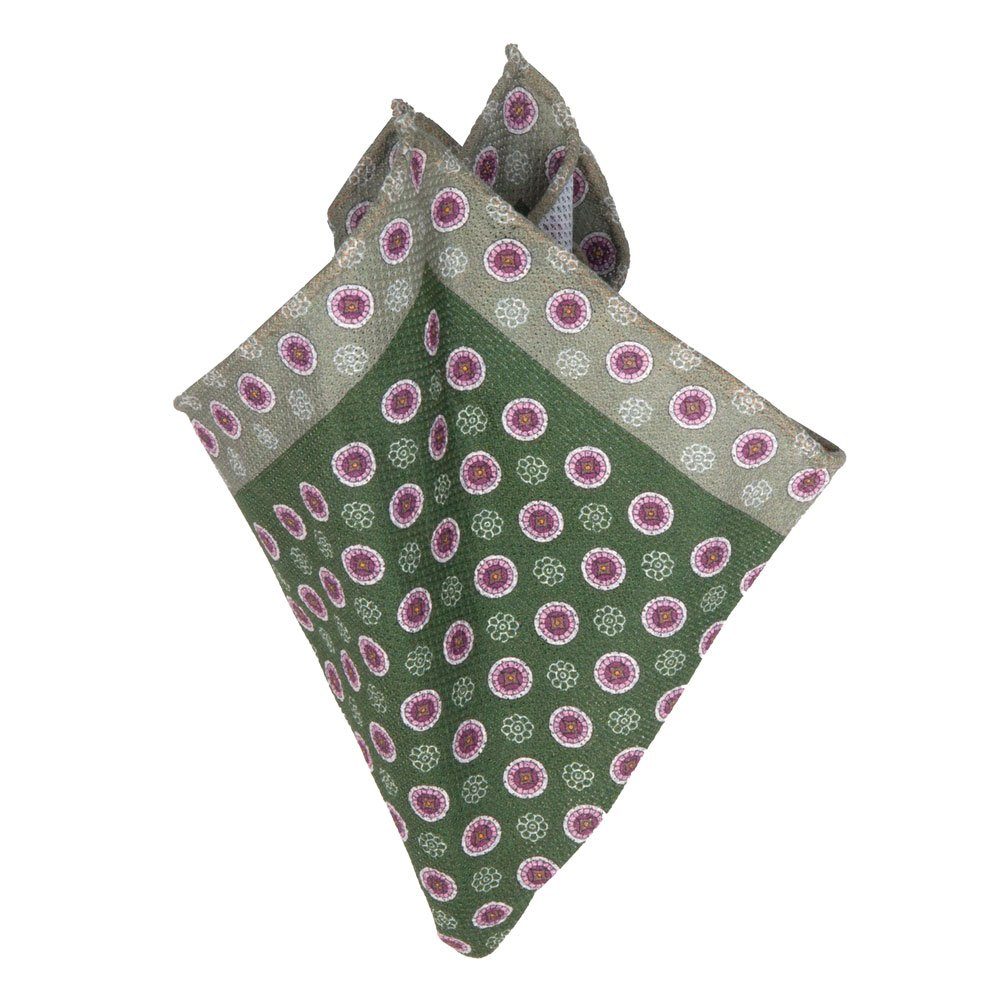 BGENTS Einstecktuch Handrolliert in Dunkelblau mit Blüten-Muster, Made in Italy
