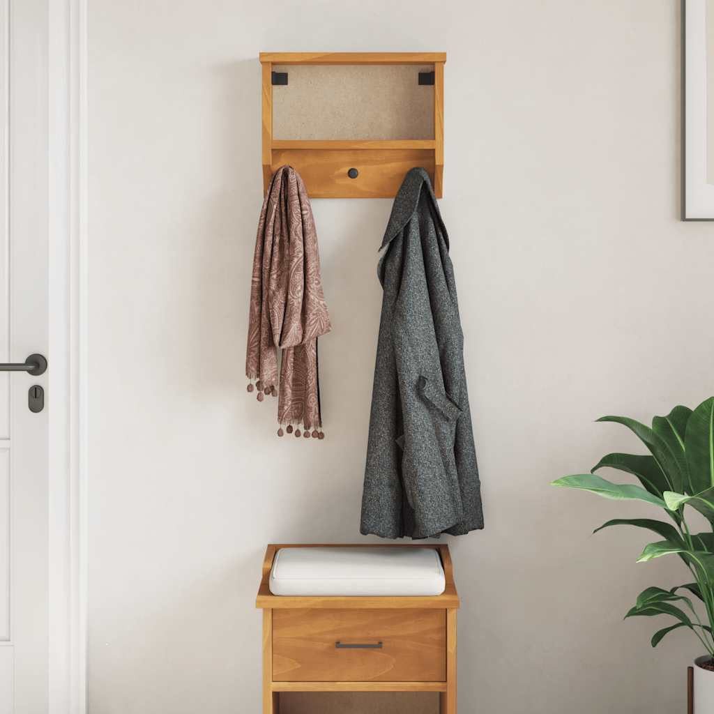 vidaXL Garderobenständer Wandgarderobe SANDNES 45x12x35 cm Massivholz Kiefer, (1 St)