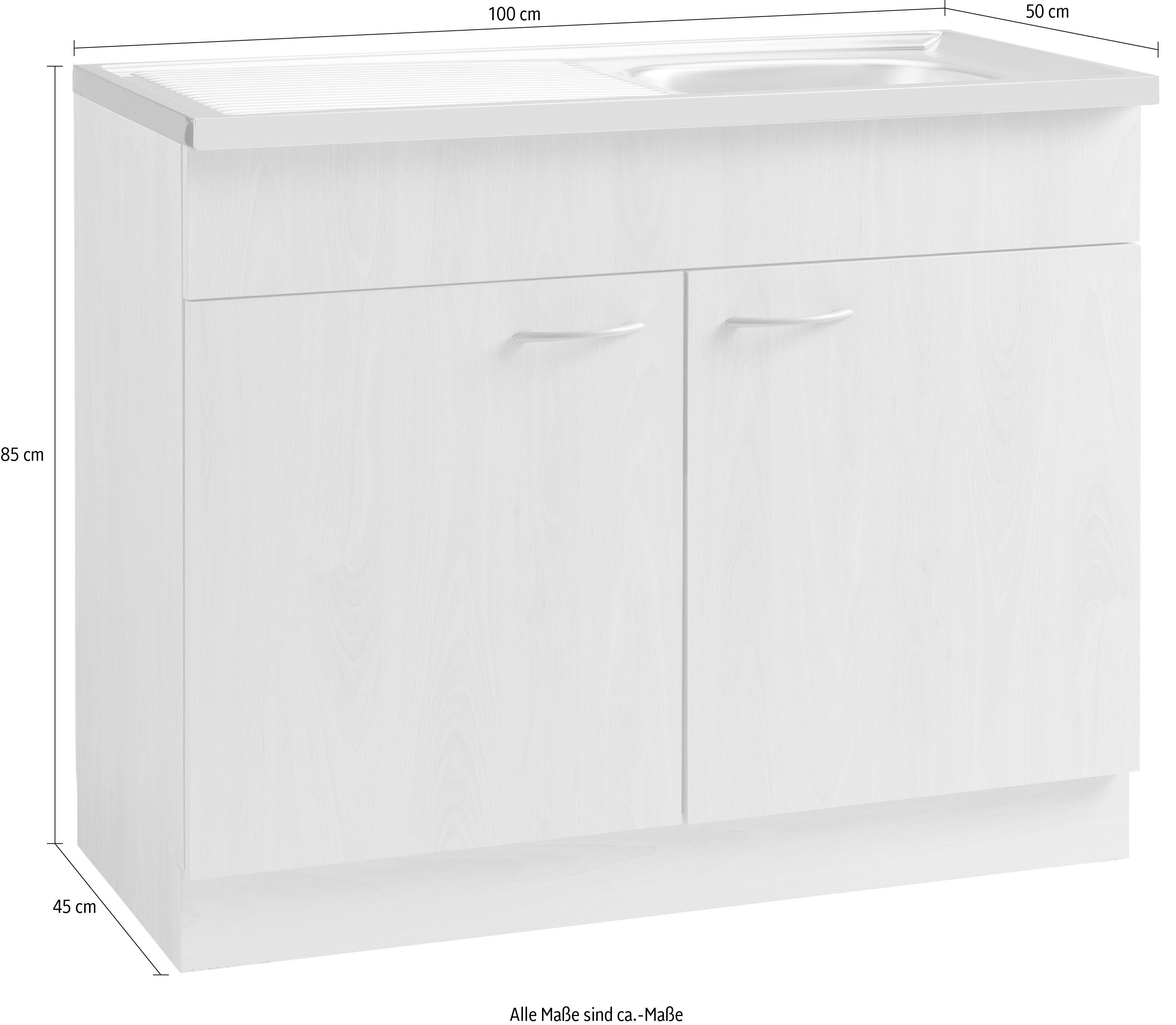 wiho Küchen Spülenschrank Kiel 100 cm breit, 50 cm tief, mit Auflagebecken