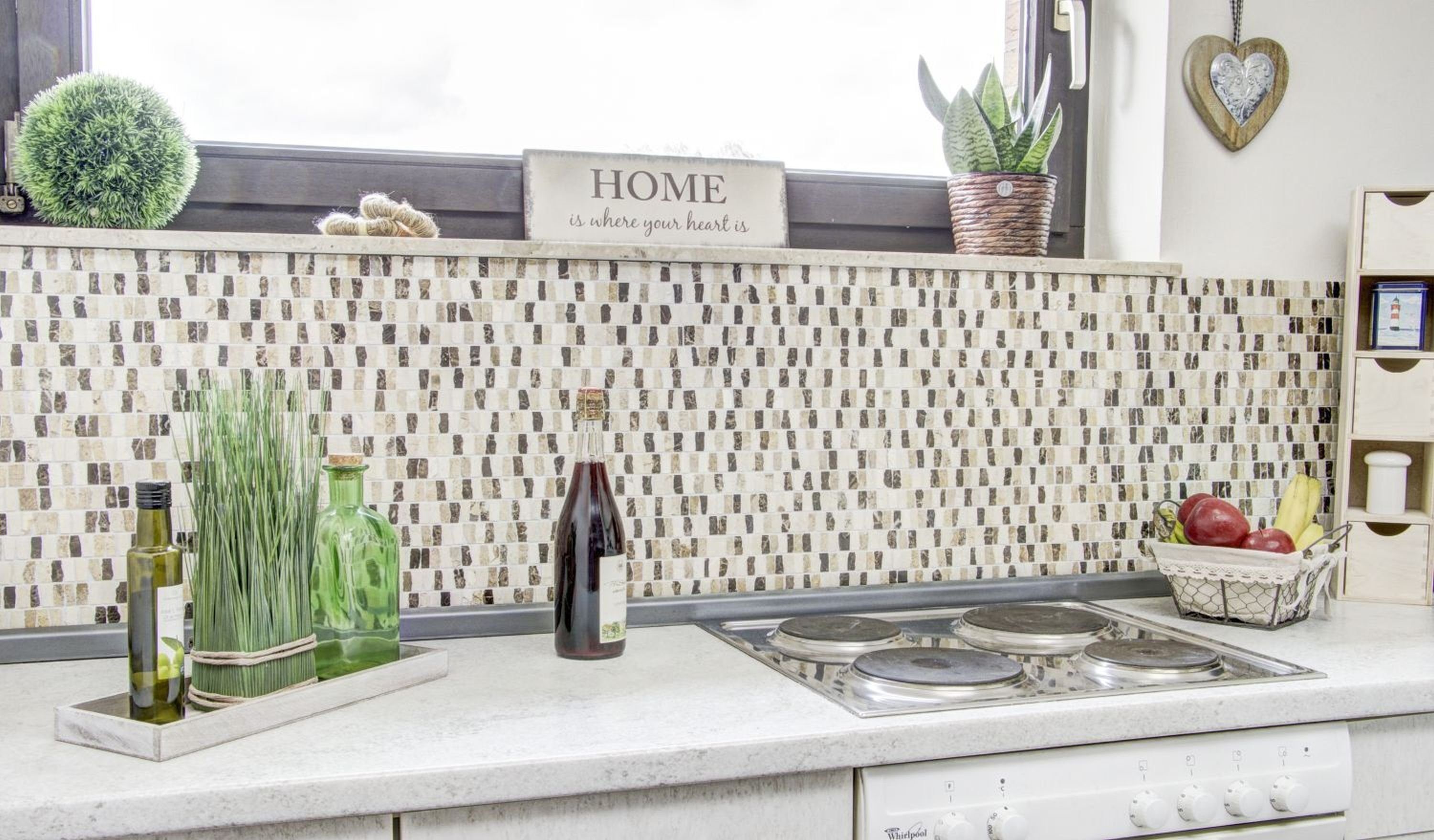 Mosani Mosaikfliesen Marmor Mosaik Fliese Naturstein Küche creme beige dunkelbraun