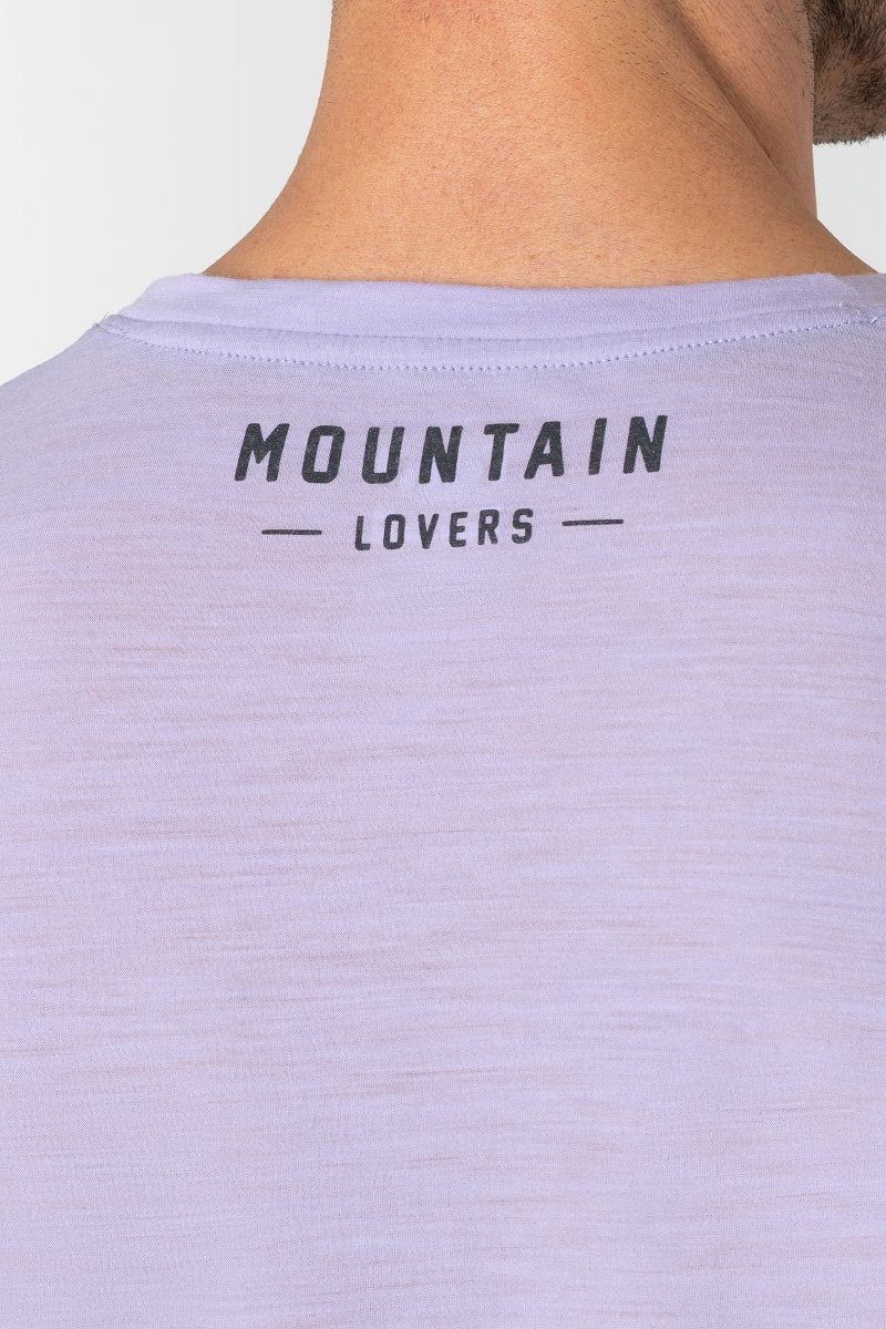 Print-Shirt Chic SUPER.NATURAL TEE T-Shirt LINE Merino funktioneller M Lavender/Urban Merino-Materialmix CLIMBING